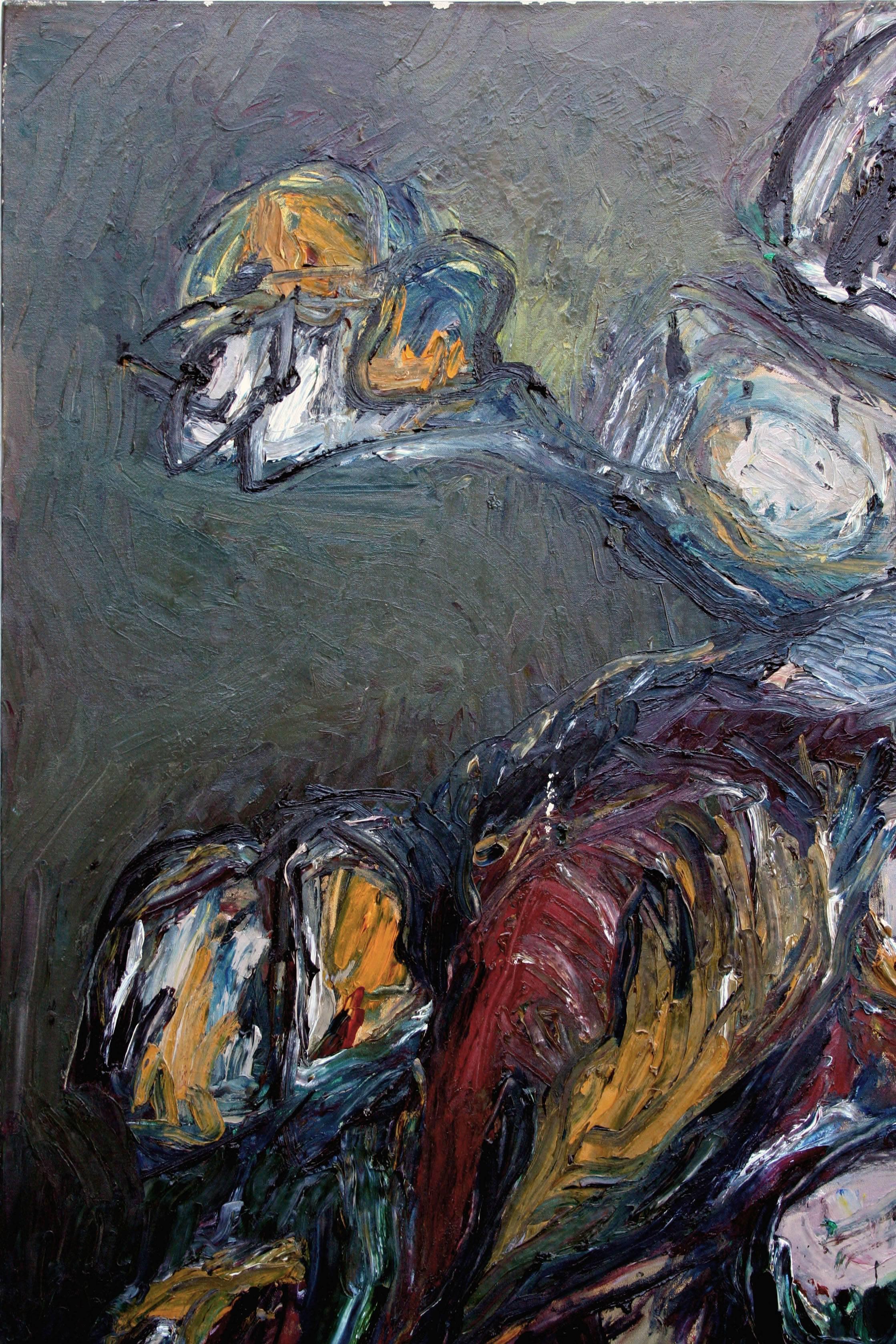 Abstract Expressionist -- Figure in Motion - Painting by Norman Liebman