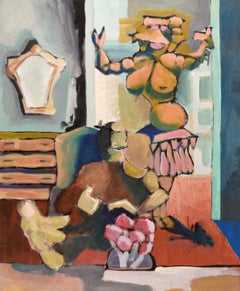 Contemporary Figural Abstract Interior, Modernist Living Room Scene