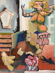 Contemporary Figural Abstract Interior, Modernist Living Room Scene