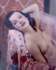 Nude Model Tricolor Carbro 1930's in a Dorothy Lamour Pose