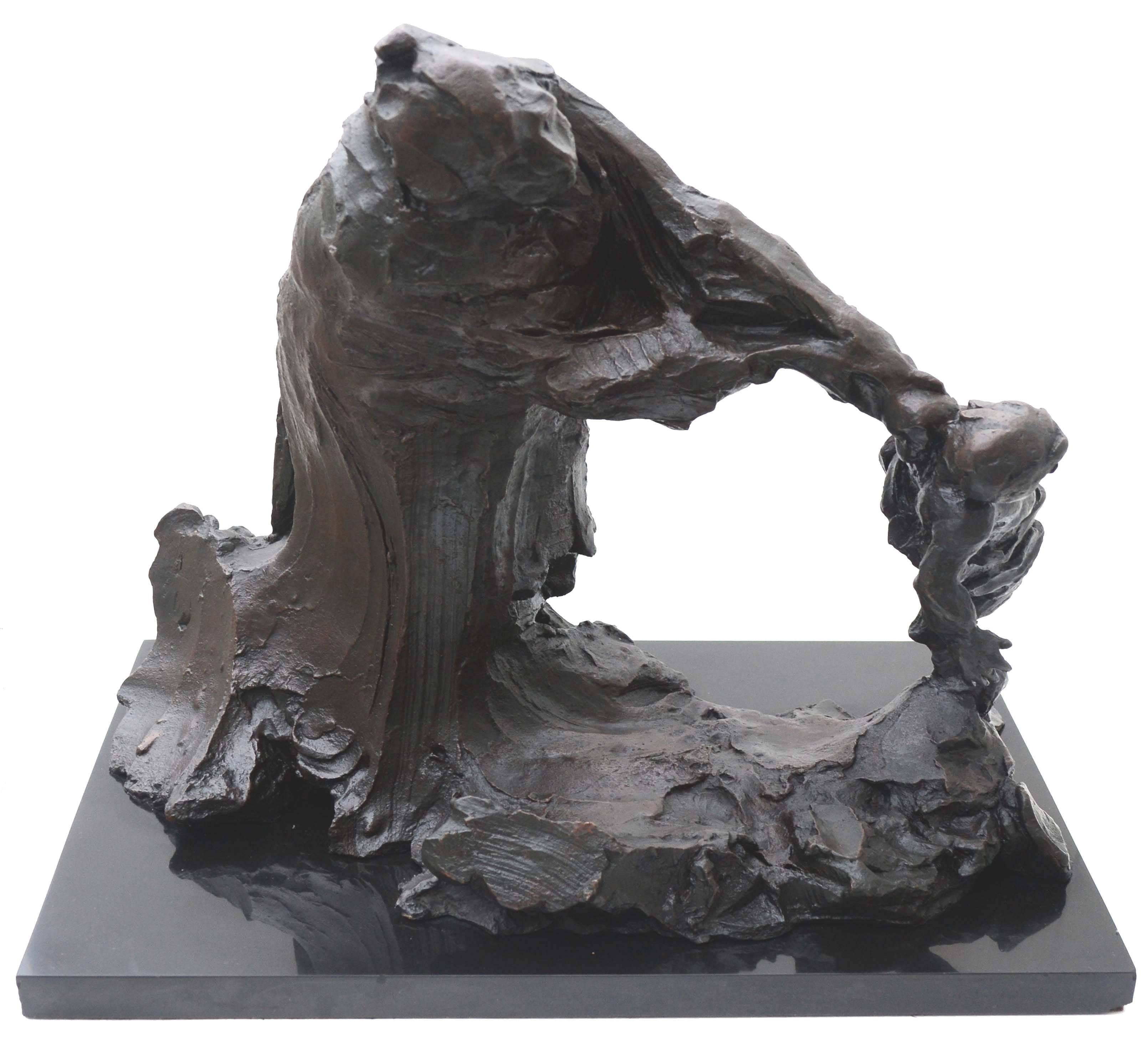 Mère et enfant, sculpture figurative brutaliste en bronze du milieu du siècle dernier de Curt Beckmann en vente 1
