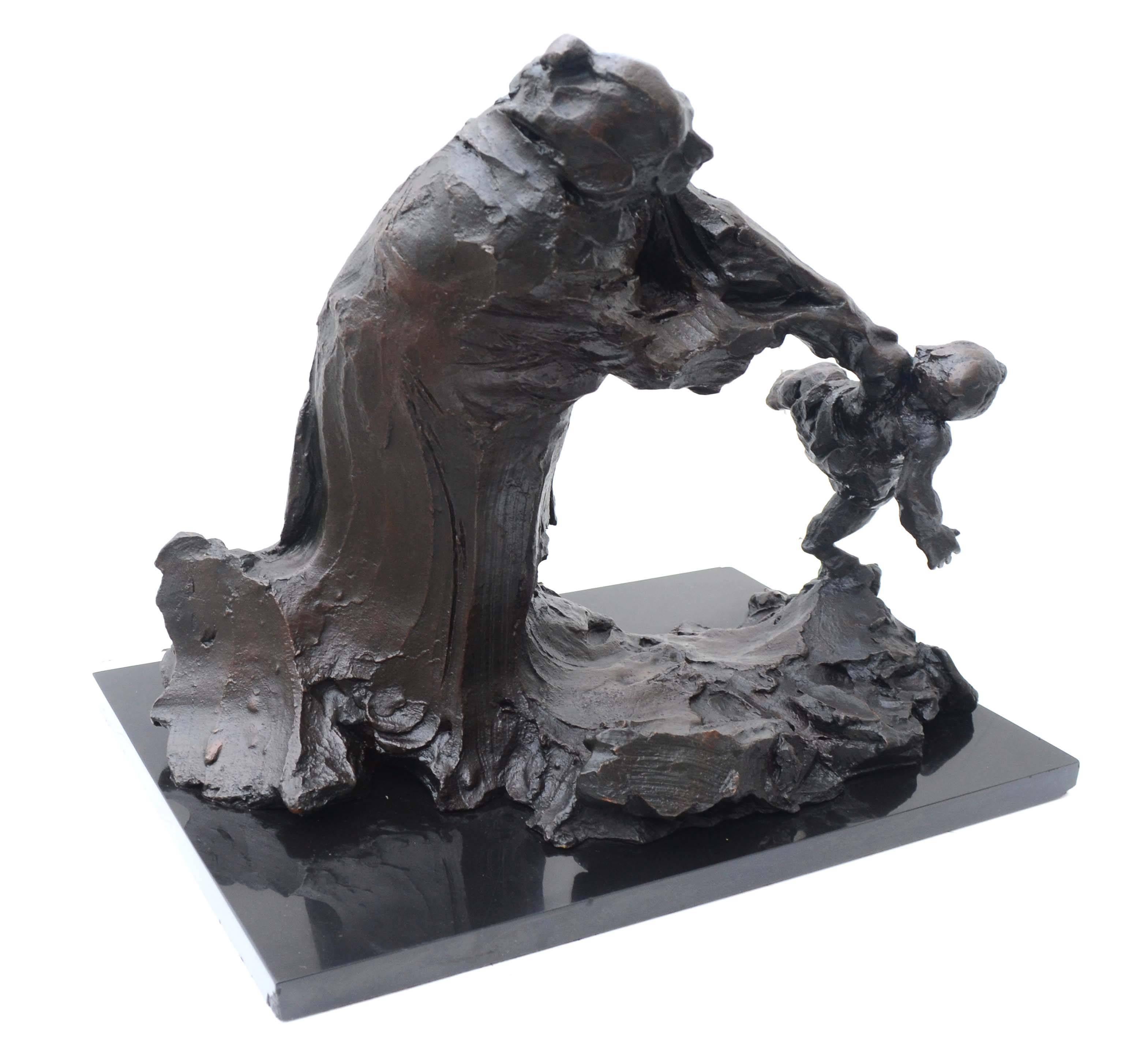 Mère et enfant, sculpture figurative brutaliste en bronze du milieu du siècle dernier de Curt Beckmann en vente 2