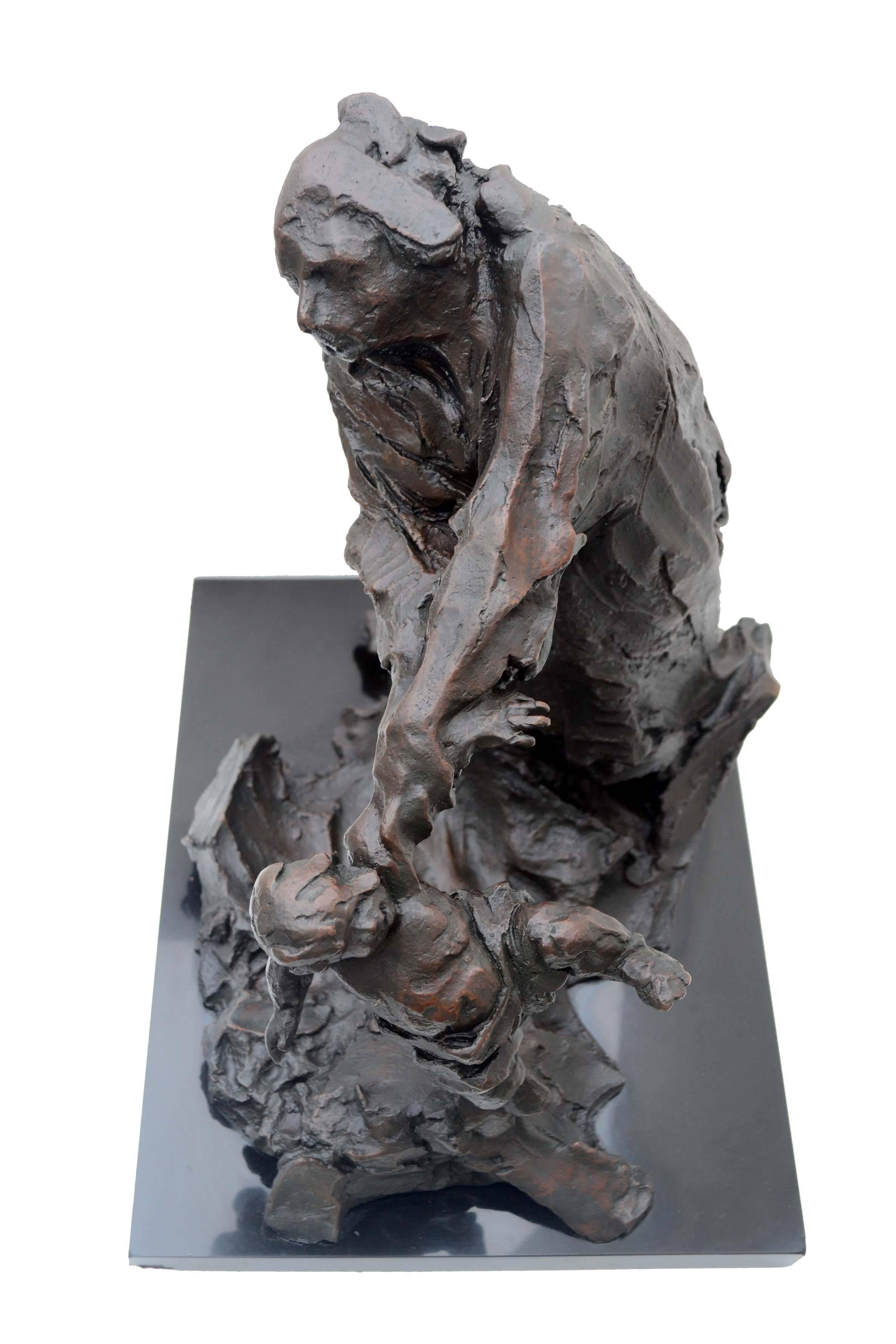 Mère et enfant, sculpture figurative brutaliste en bronze du milieu du siècle dernier de Curt Beckmann en vente 3