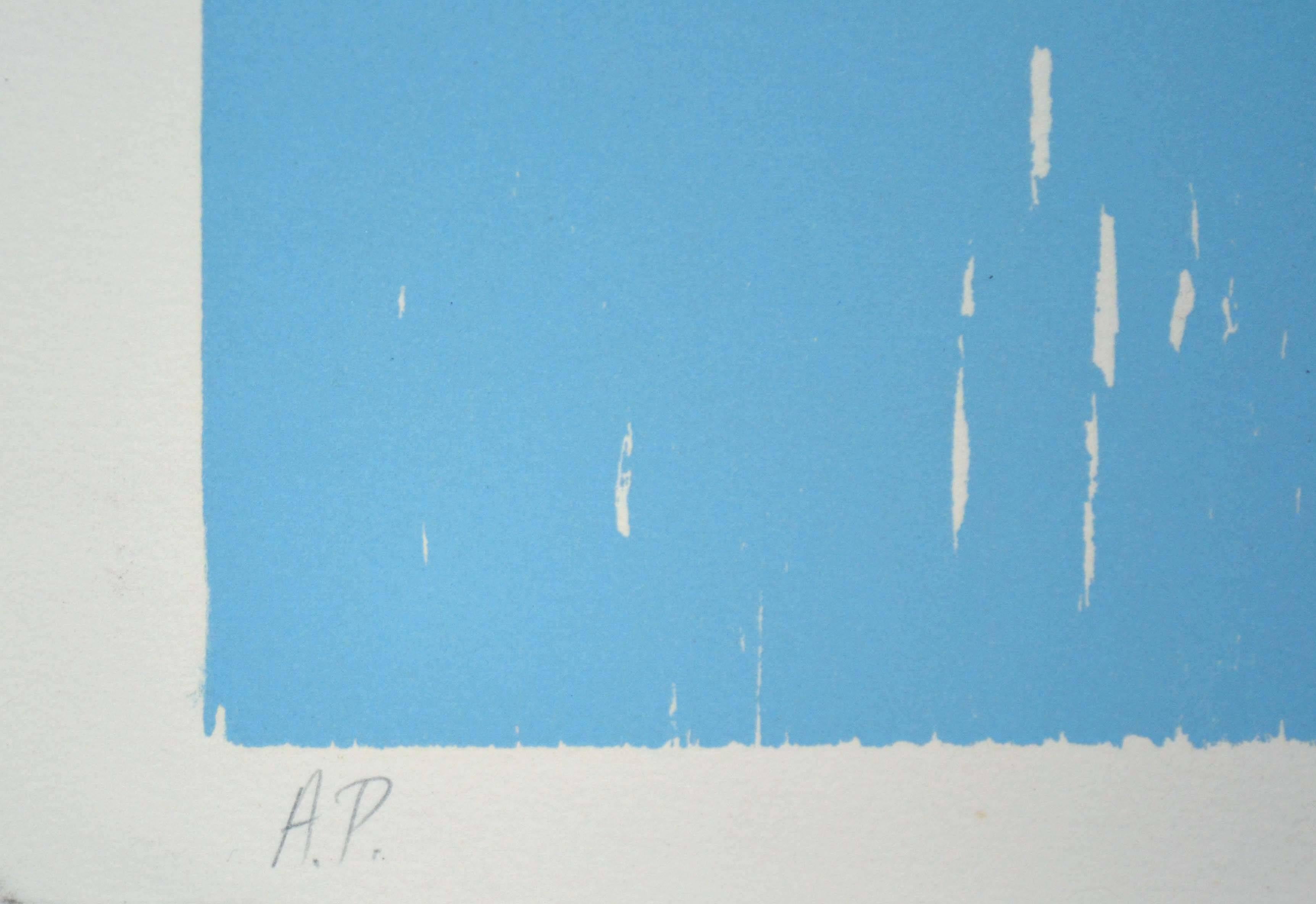 Stupenda serigrafia astratta figurata intitolata 