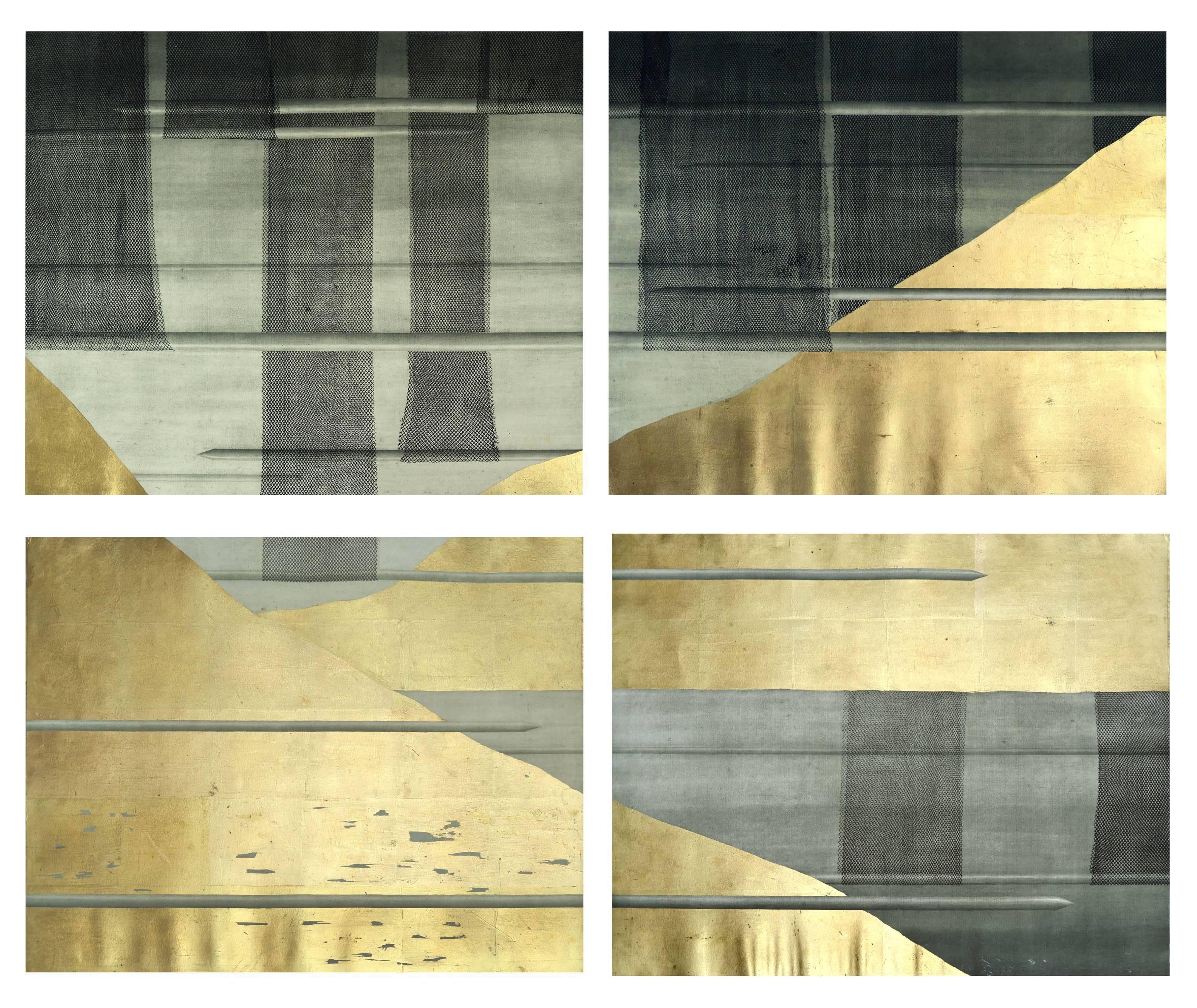 Gold Planes Polyptych - Mixed Media Art by PATRICIA PIERCE