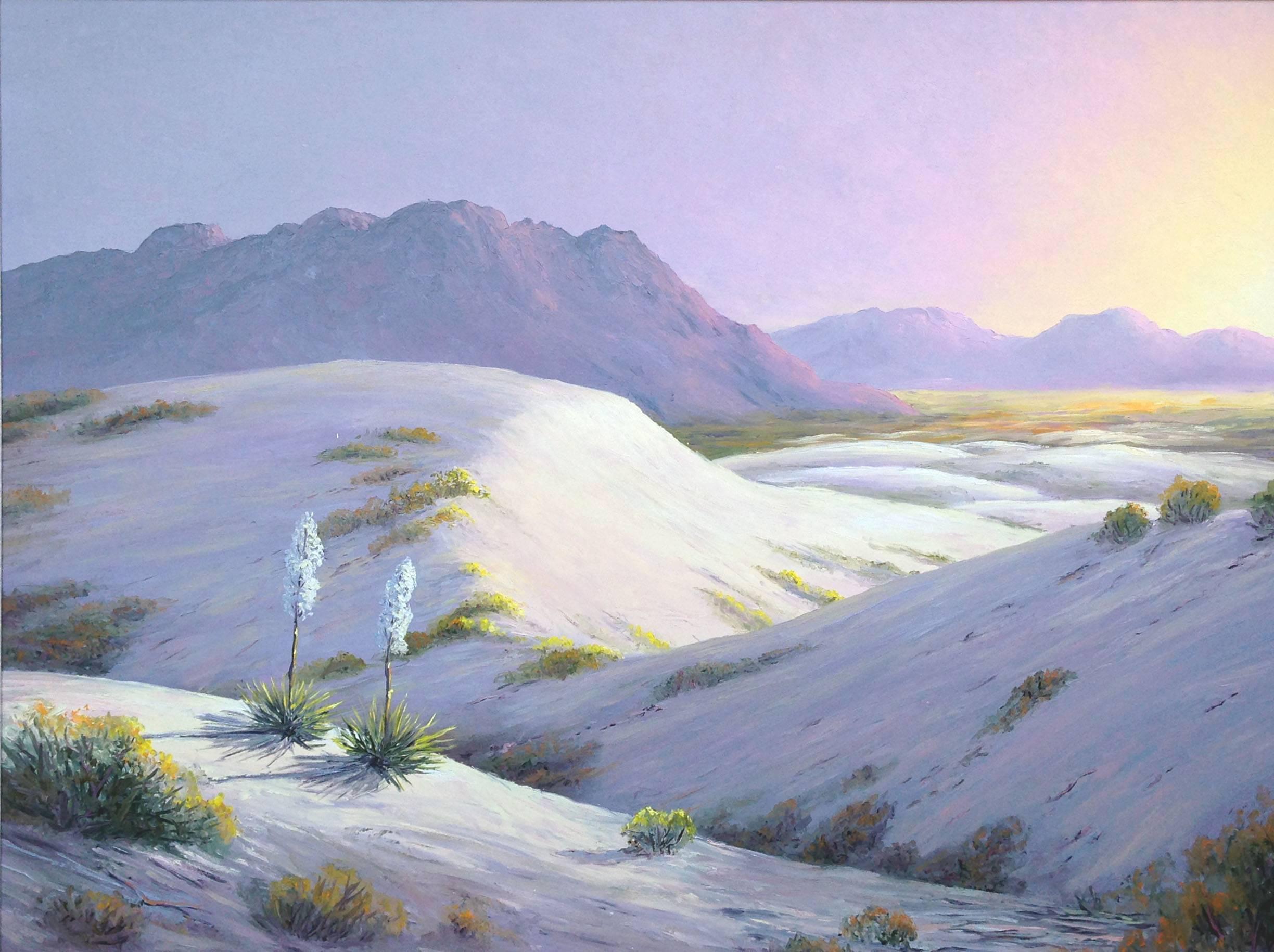 Sands blancs du Nouveau-Mexique, paysage du désert du milieu du siècle dernier du Sud-Ouest par Vannerson - Painting de Lucien C. Vannerson