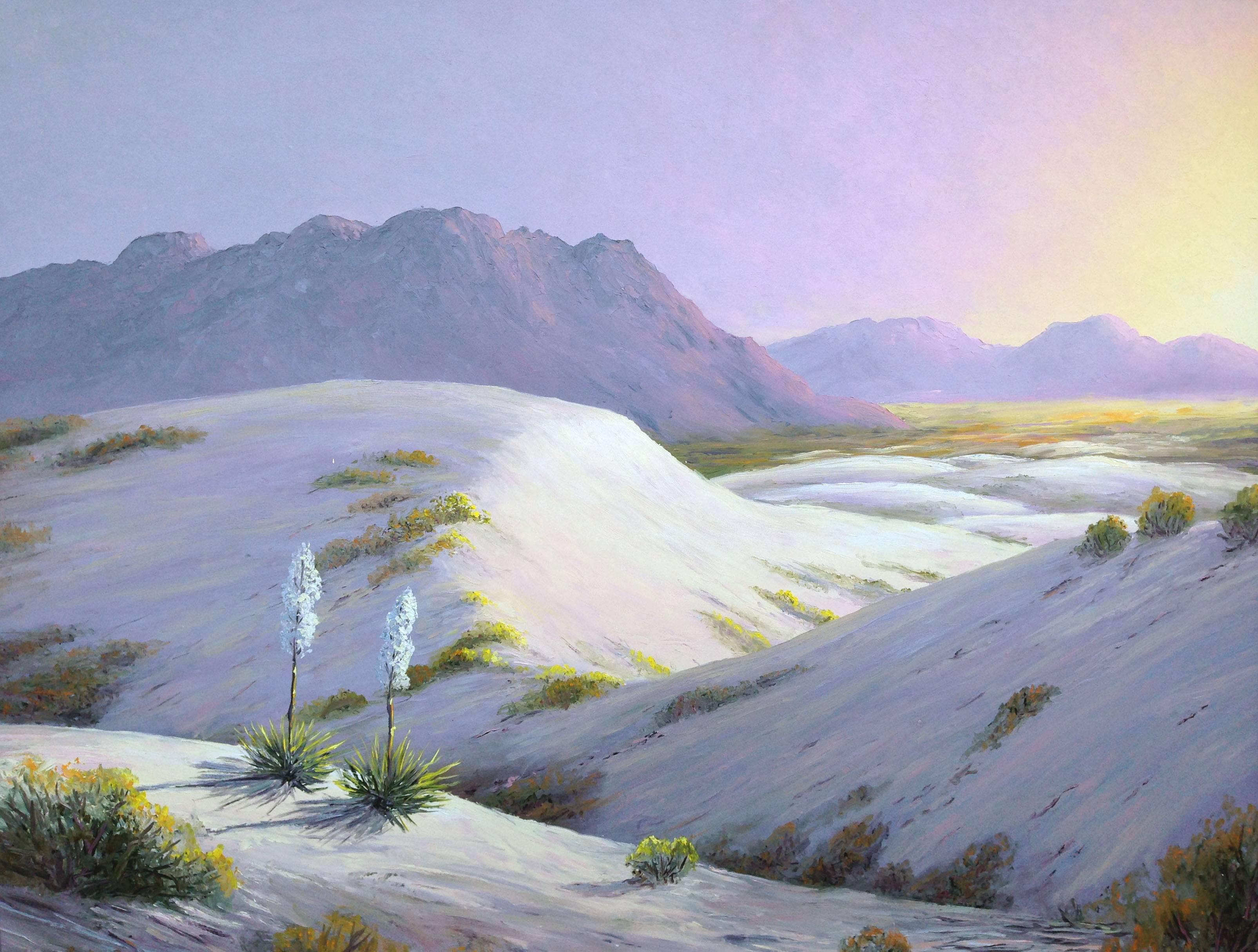 Sands blancs du Nouveau-Mexique, paysage du désert du milieu du siècle dernier du Sud-Ouest par Vannerson - Réalisme Painting par Lucien C. Vannerson