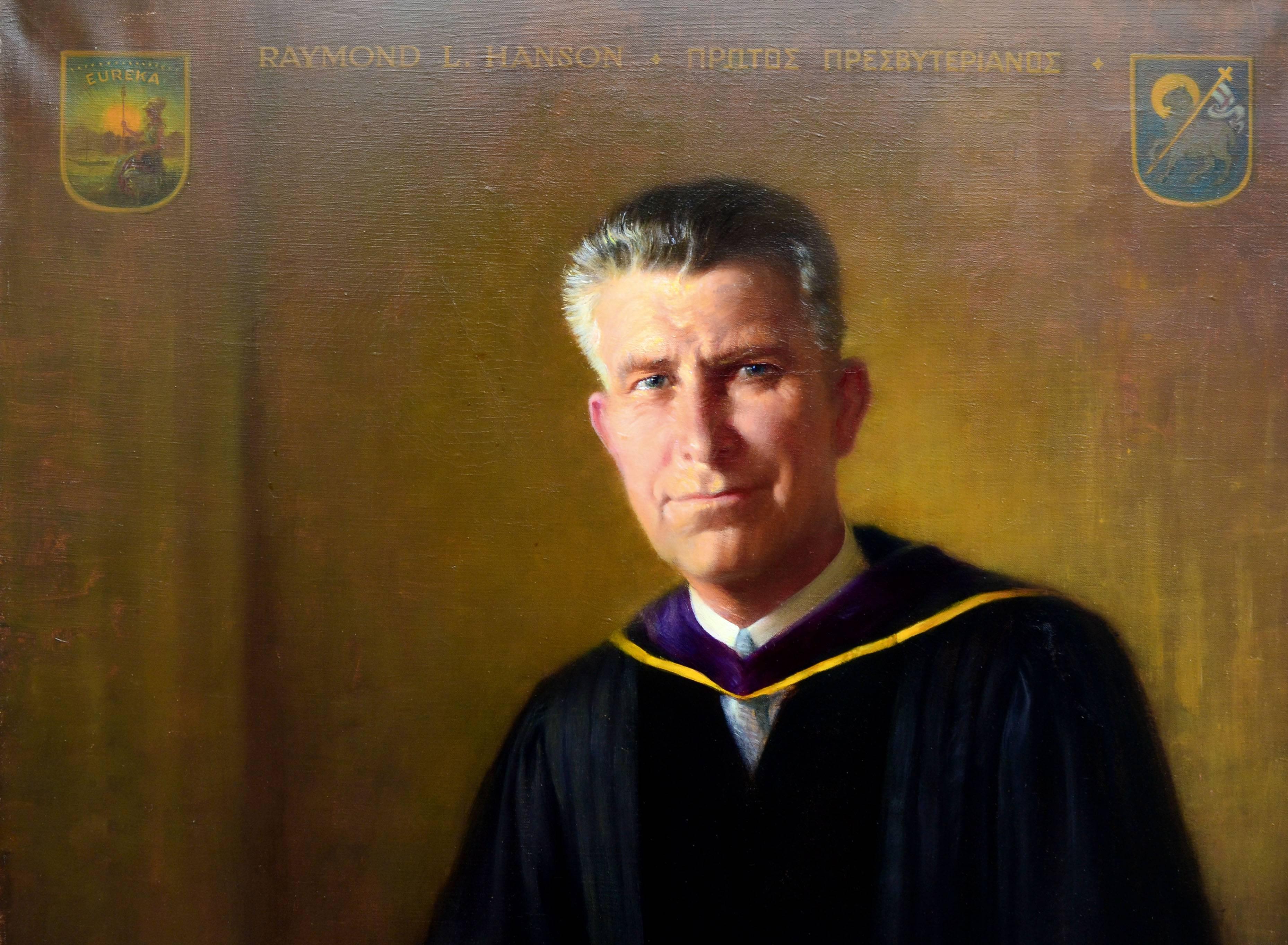 Portrait du milieu du siècle dernier de Raymond L. Hanson, portrait figuratif photoréaliste à grande échelle - Painting de W.S. Bylityplis