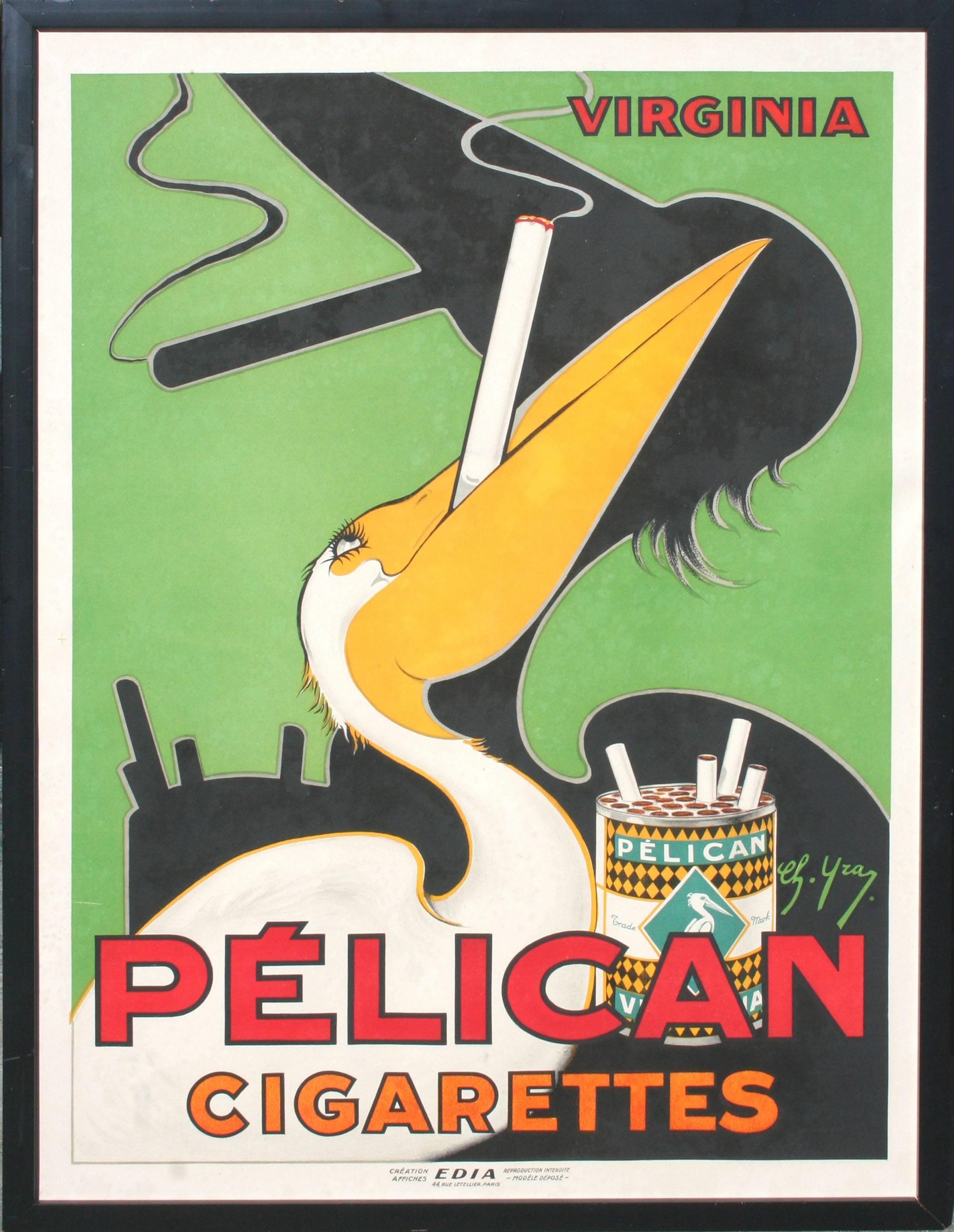 Art Deco Pelican Cigarettes Poster 1925 - Print by Charles Yray