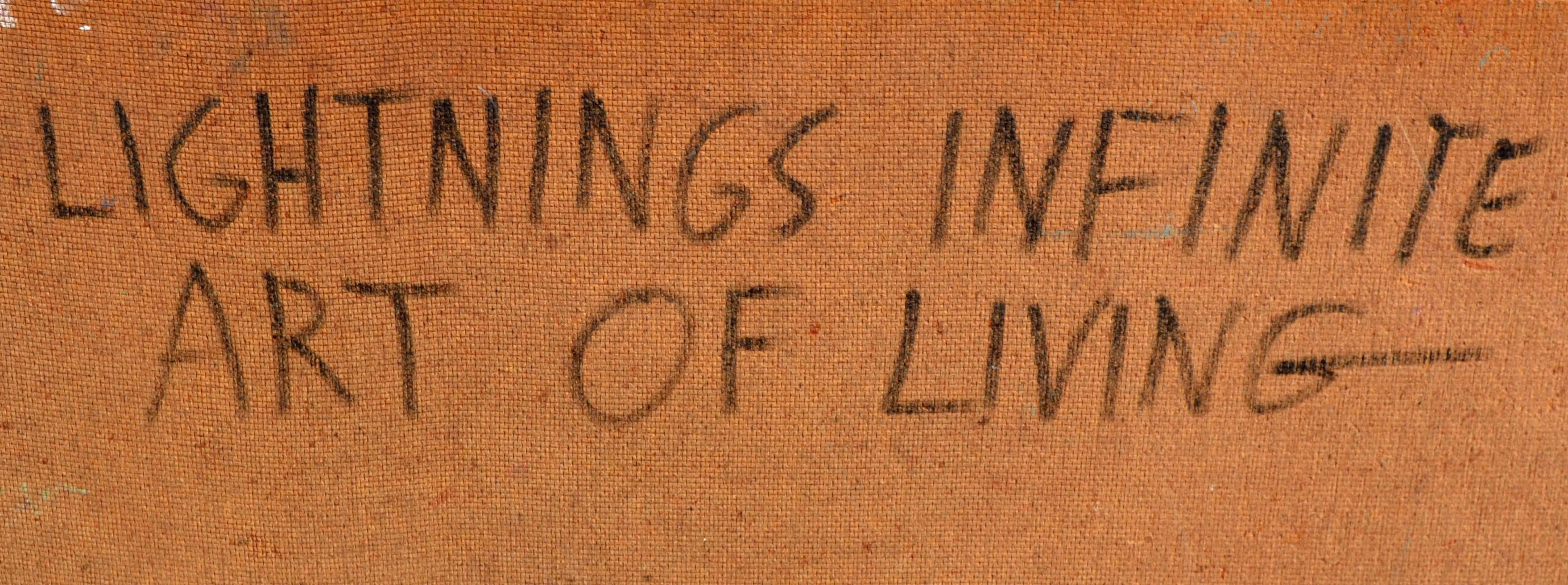 Un sorprendente dipinto espressionista astratto di metà secolo di Leslie Luverne Anderson (americano, 1928-2009). Dipinto a olio su masonite intitolato 