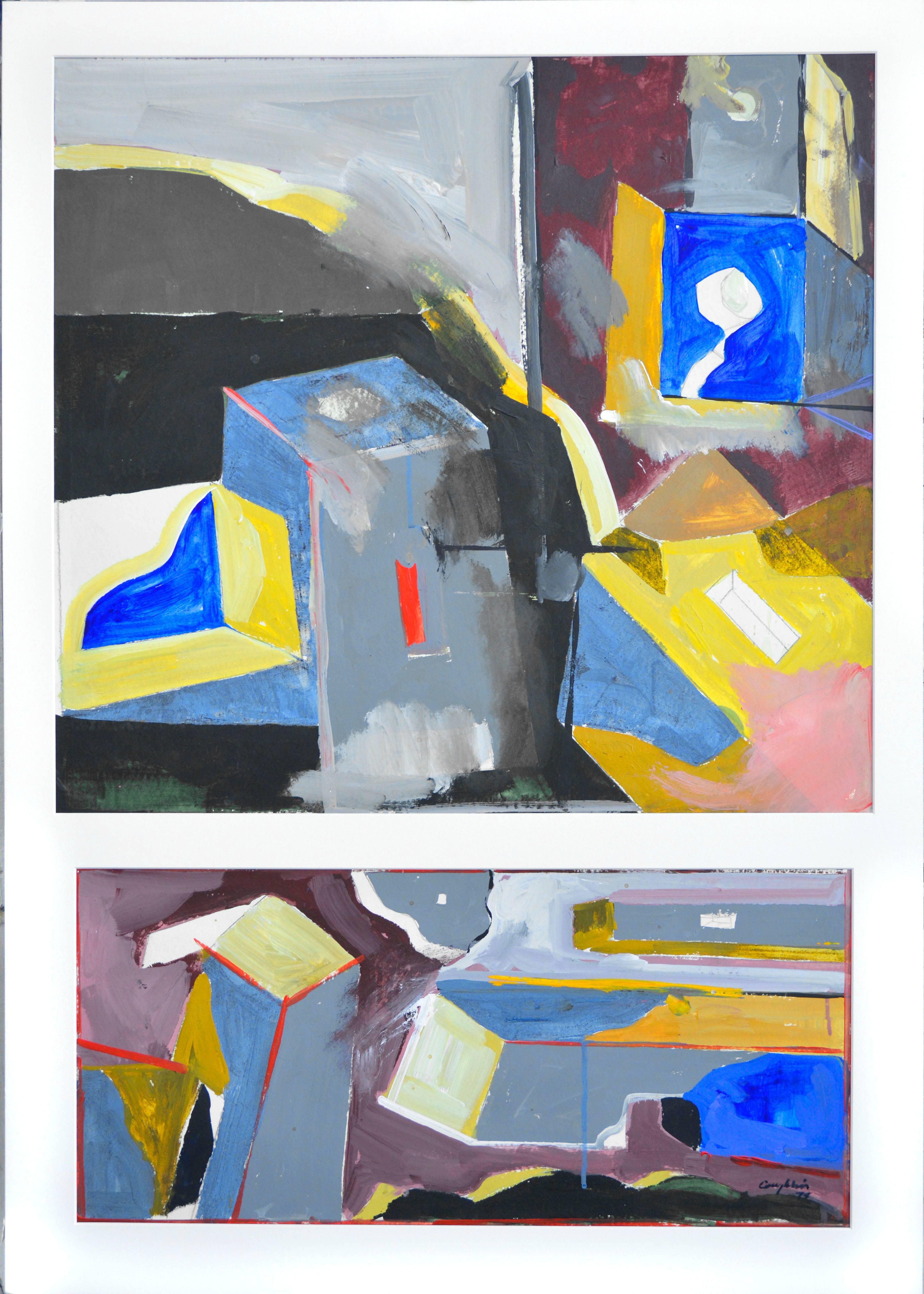 Vintage Abstract Diptych -- Entrance One Collage