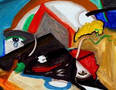 Expressionniste abstrait vintage : « Ses pieds sont ceux des lions dans les collines »