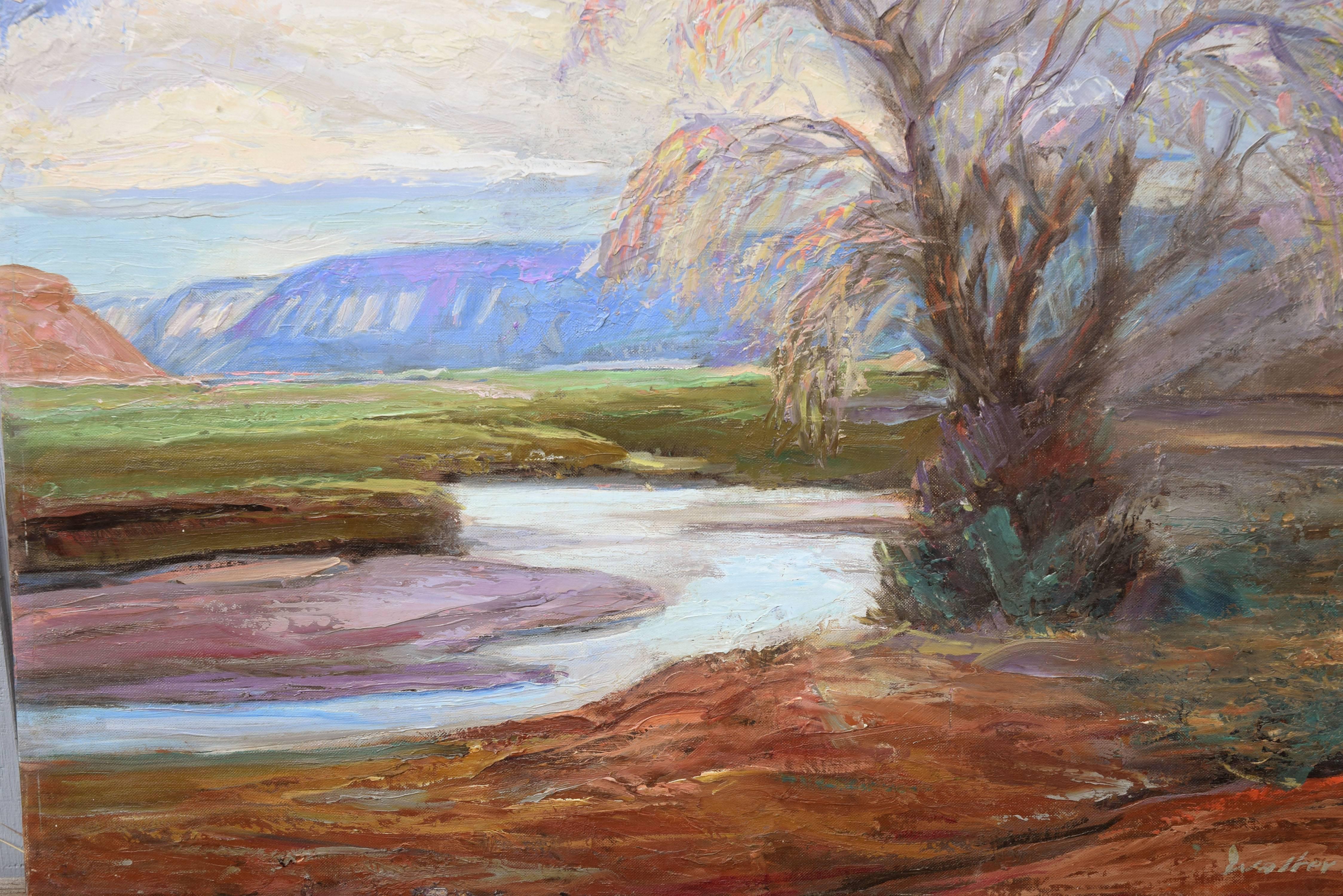 Splendor de Taos - Paysage du Sud-Ouest du Milieu du Siècle - Marron Landscape Painting par Walter A. Bailey