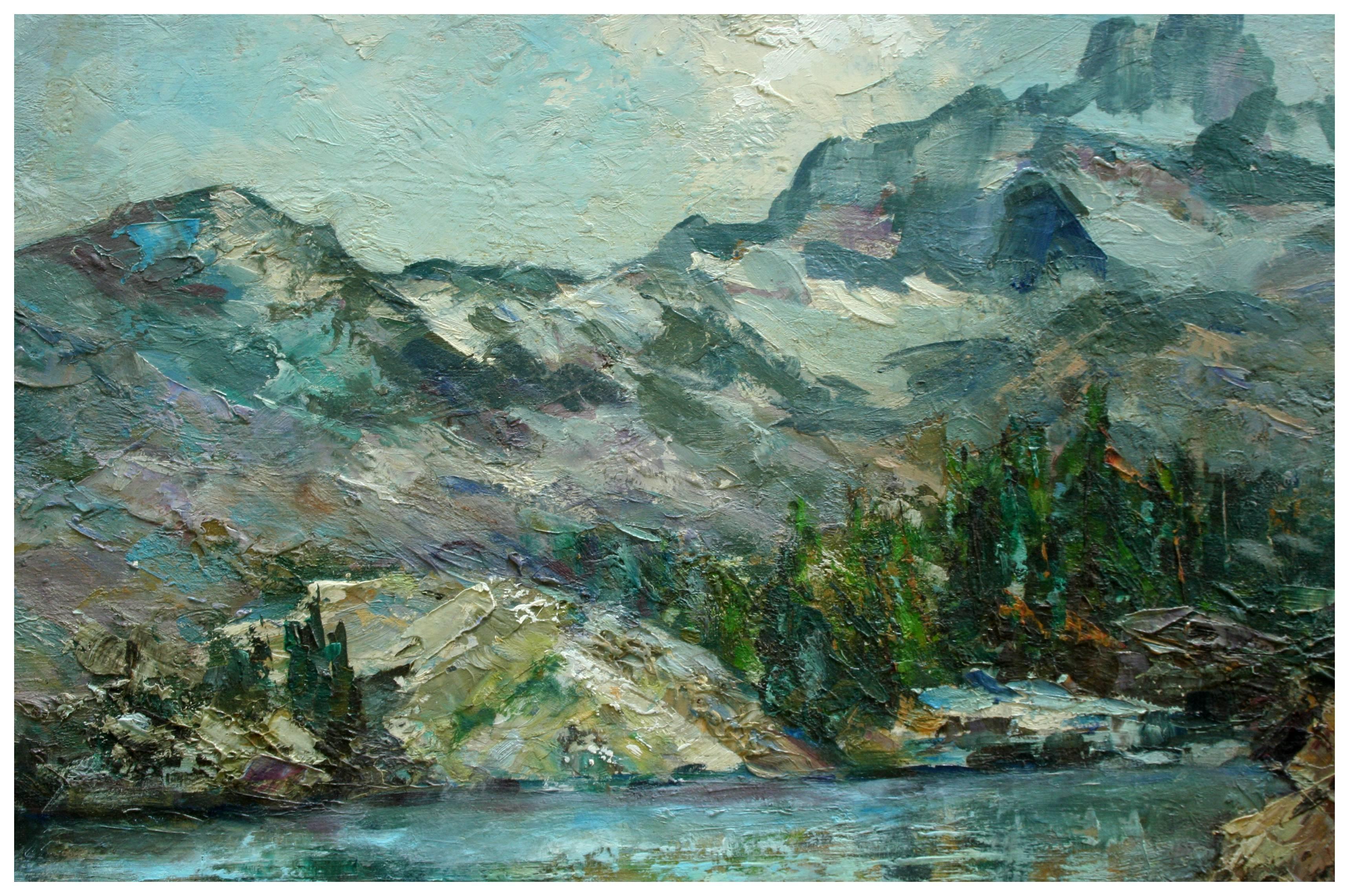 Mid Century Yosemite Peak Landscape - Painting by Helen Enoch Gleiforst