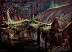 Forest Oasis, Mid-Century Pool Under Redwood Trees Landscape