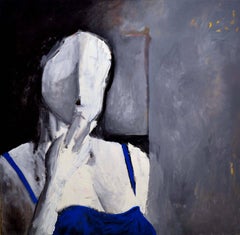 Femme en bleu - Figuratif expressionniste abstrait