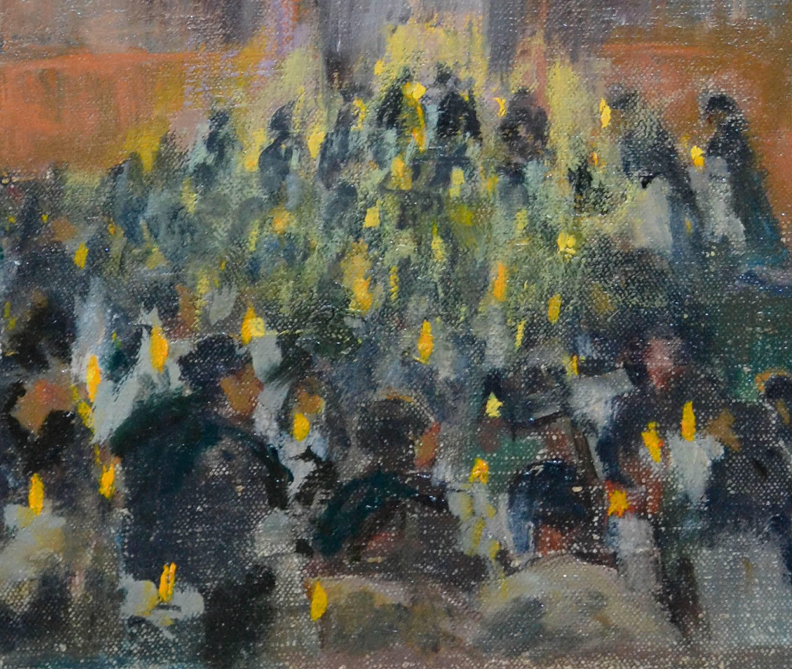 Candlelight Service Mexico Landscape - Painting by Orrin A. White