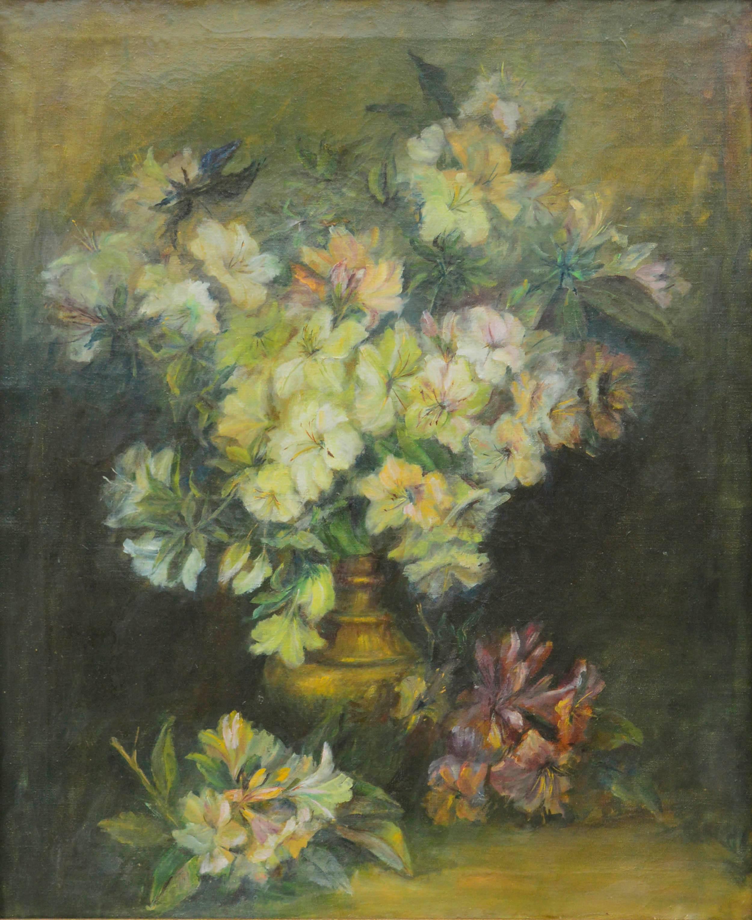 Late 19th Century Peruvian Lilies Still Life - Painting by Unknown