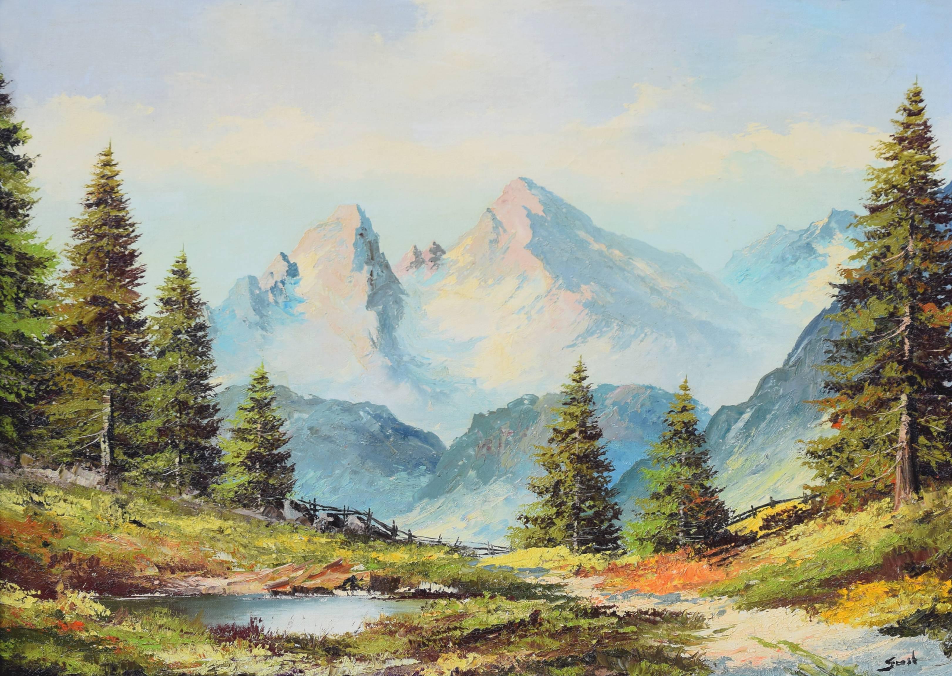 Alpine Landscape - Painting by Karl Ludwig Gast