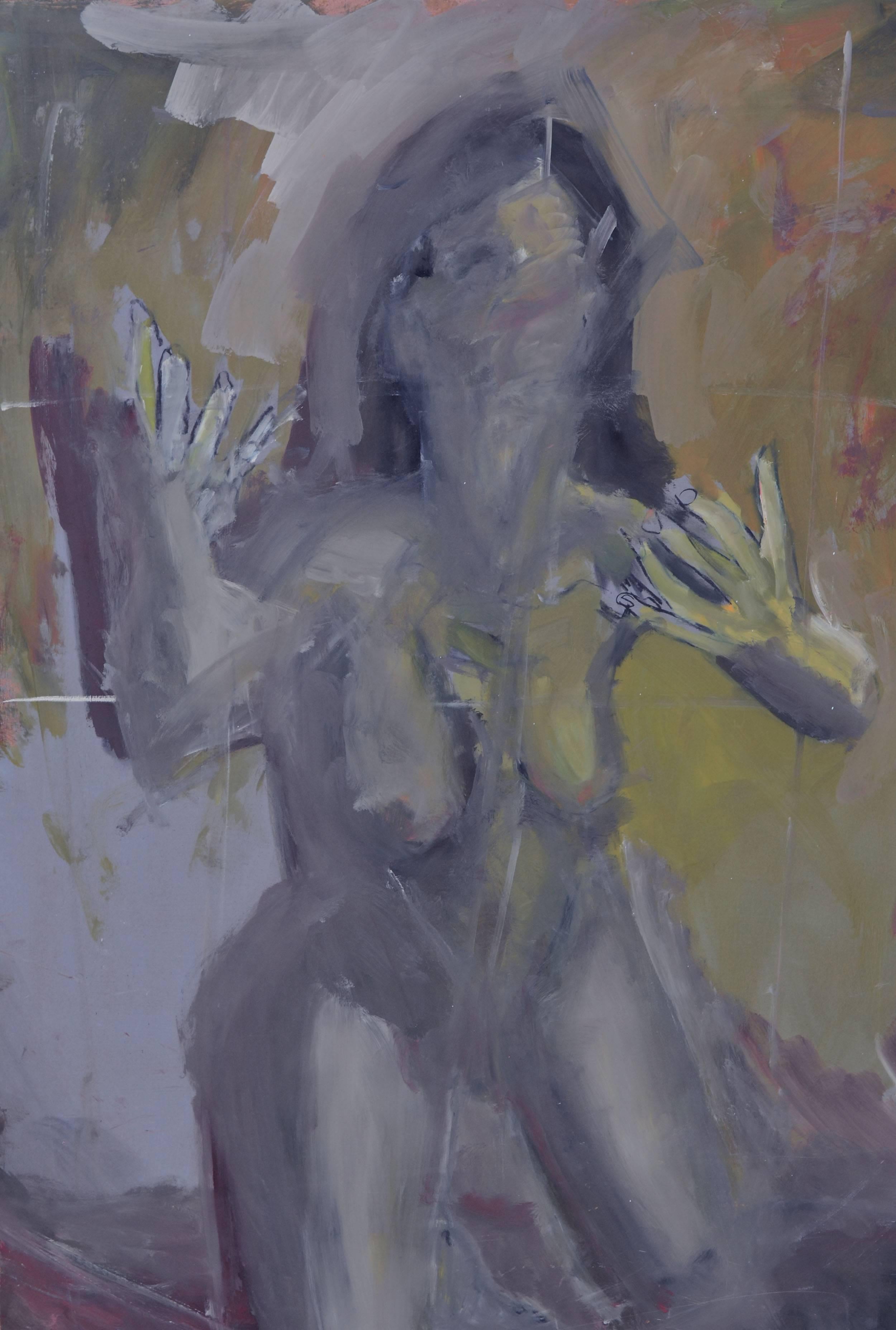 Female Nude in the Shadows - Figurative Abstract  - Painting by Daniel David Fuentes