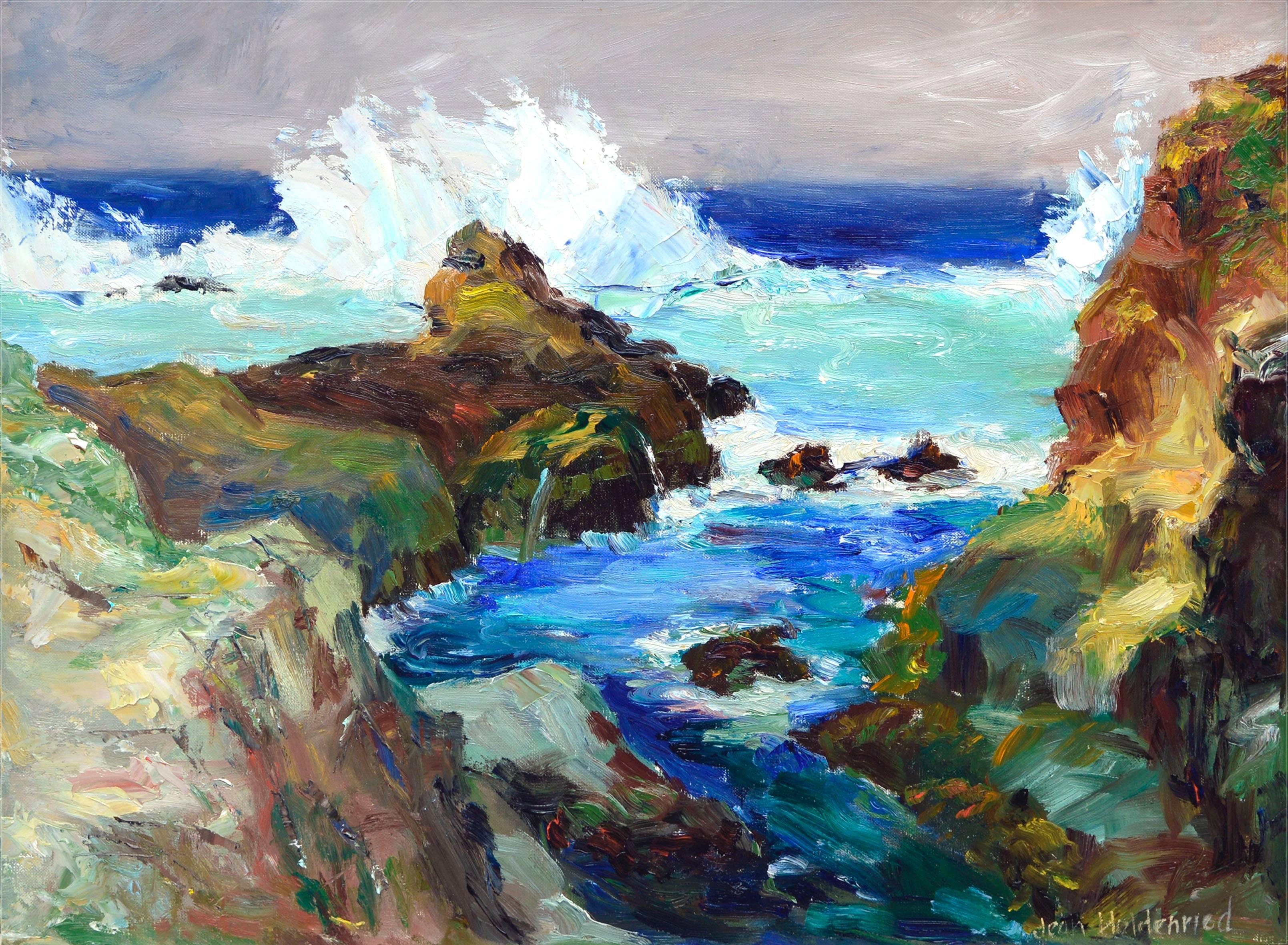 Crashing Surf, Pt. Lobos - Painting by Jean Dunblane Holdenried 