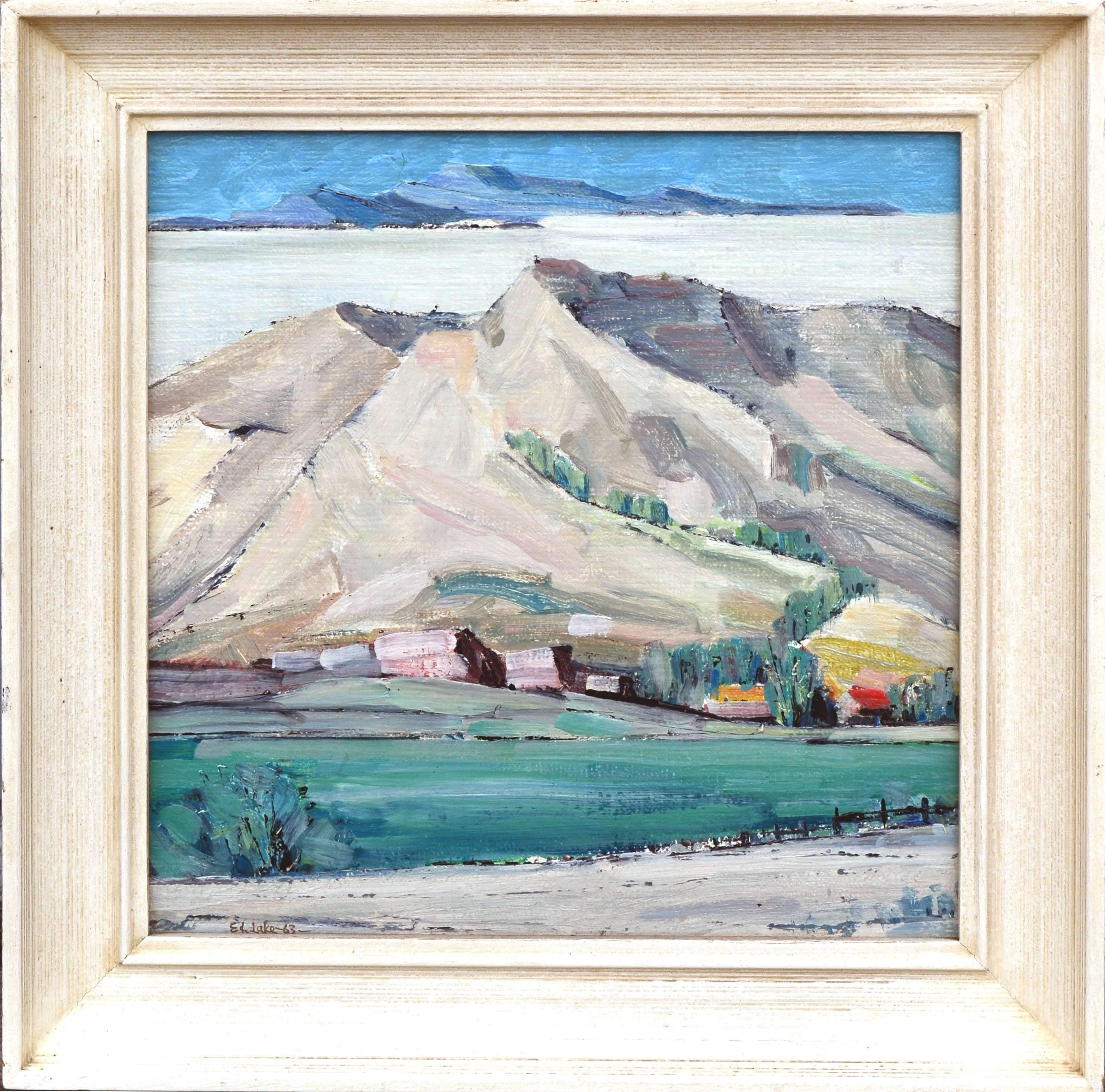 Nevada Ranch and Mountains  - Painting by Ed Lake