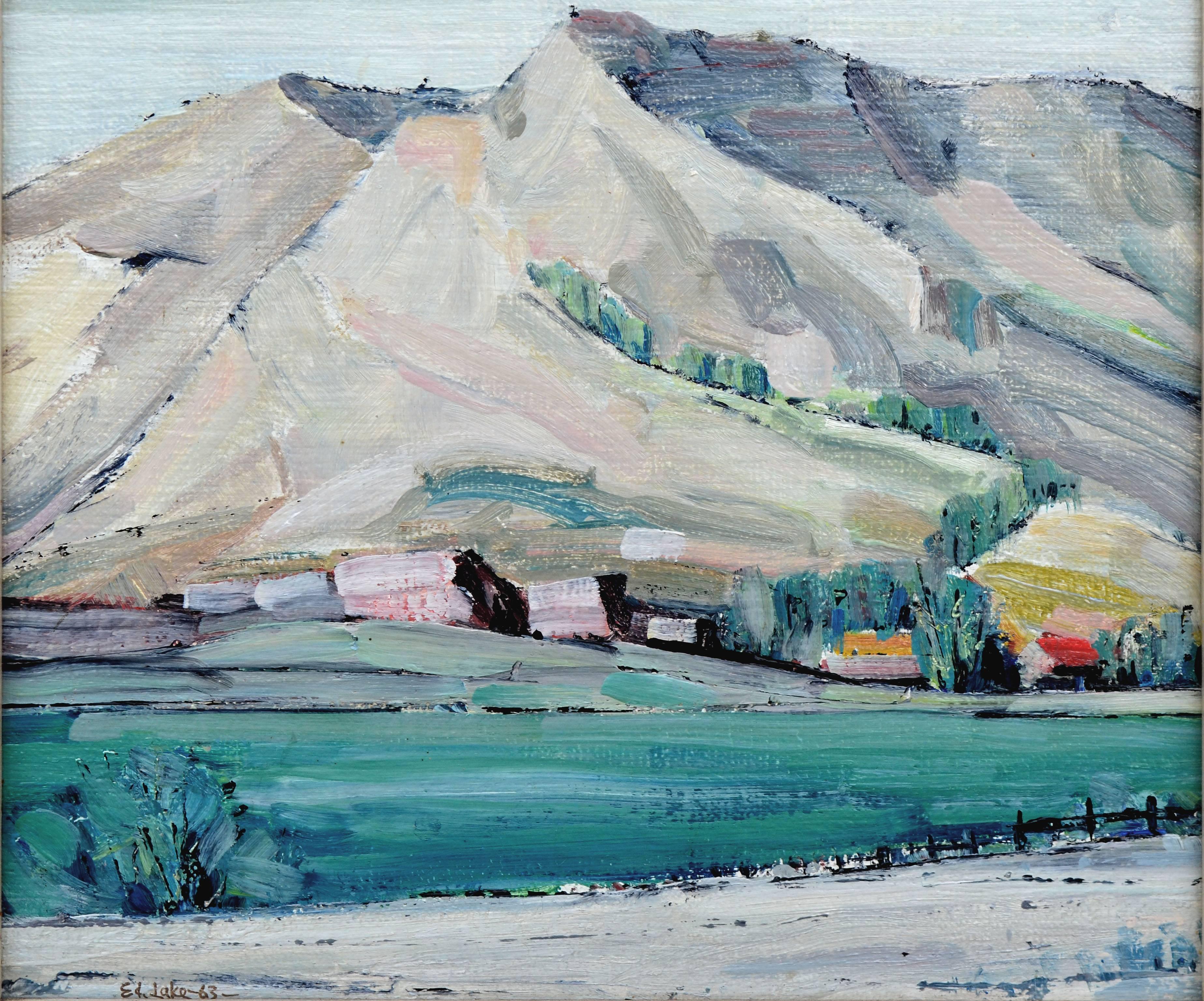 Nevada Ranch and Mountains  - American Modern Painting by Ed Lake