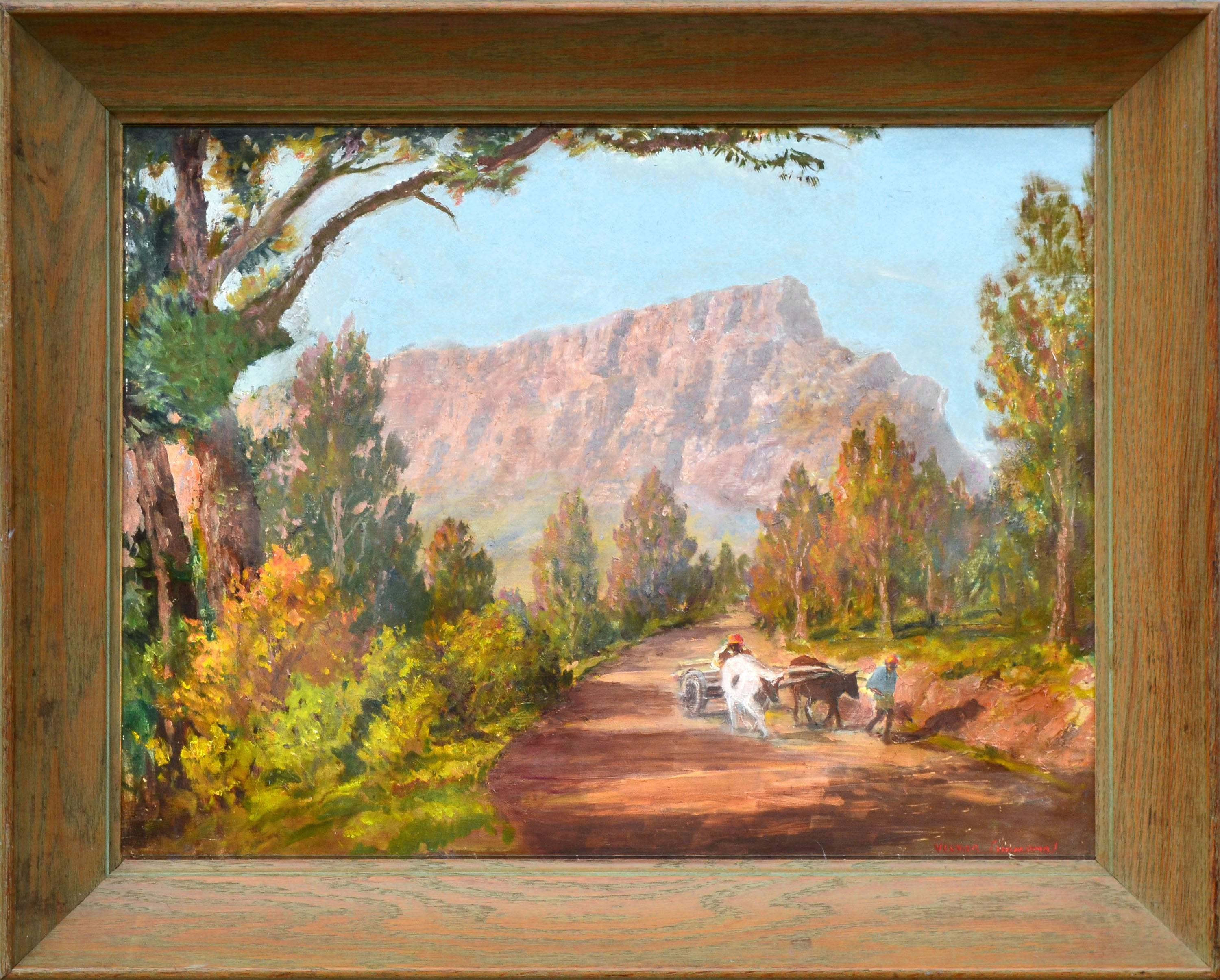 Paysage de montagne d'Afrique du Sud du milieu du siècle dernier - Impressionnisme Painting par Victor F. Simmonds