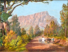Antique Mid Century South African Mountain Landscape