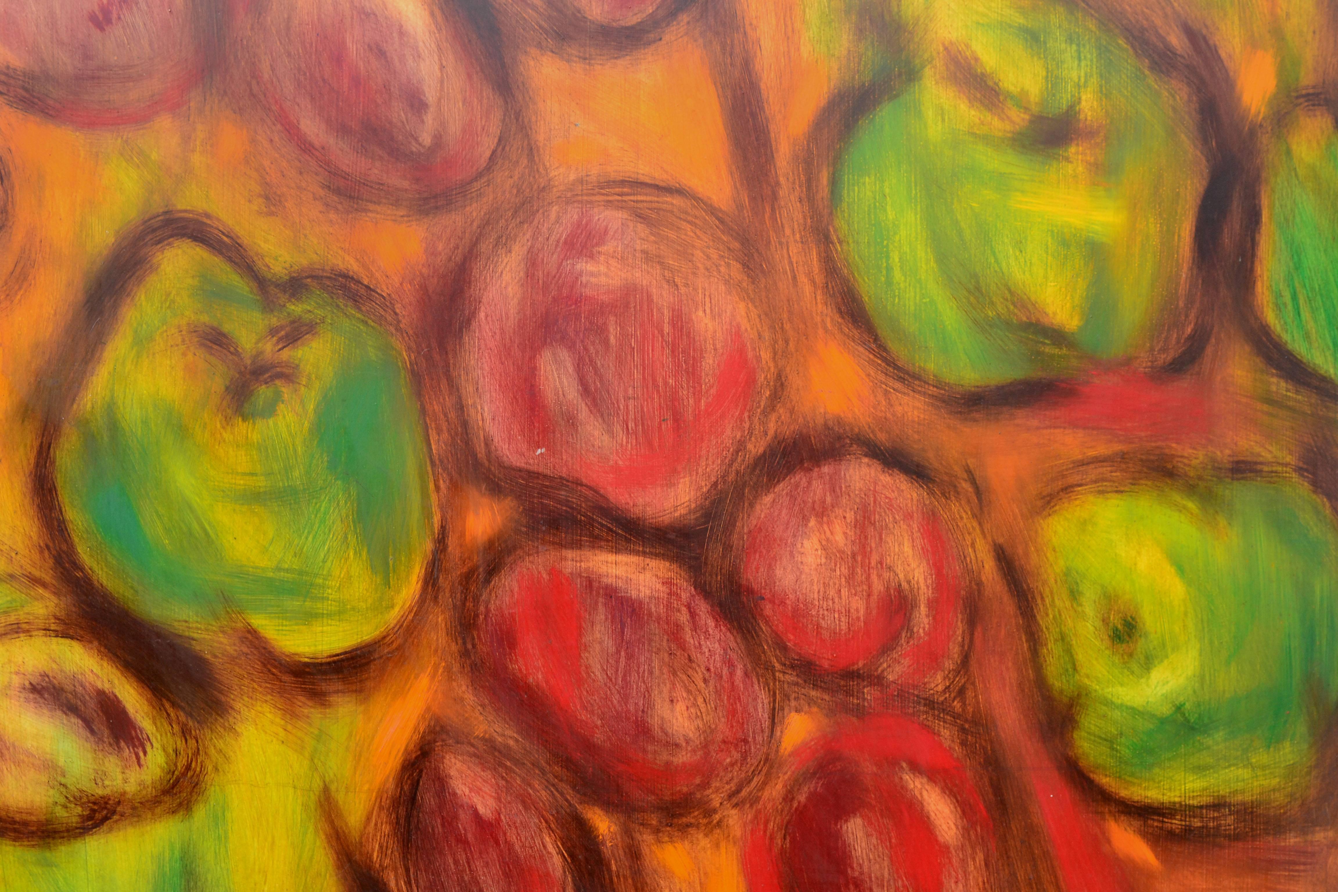 Apples and Plums - Abstract Expressionist Painting by James McCray