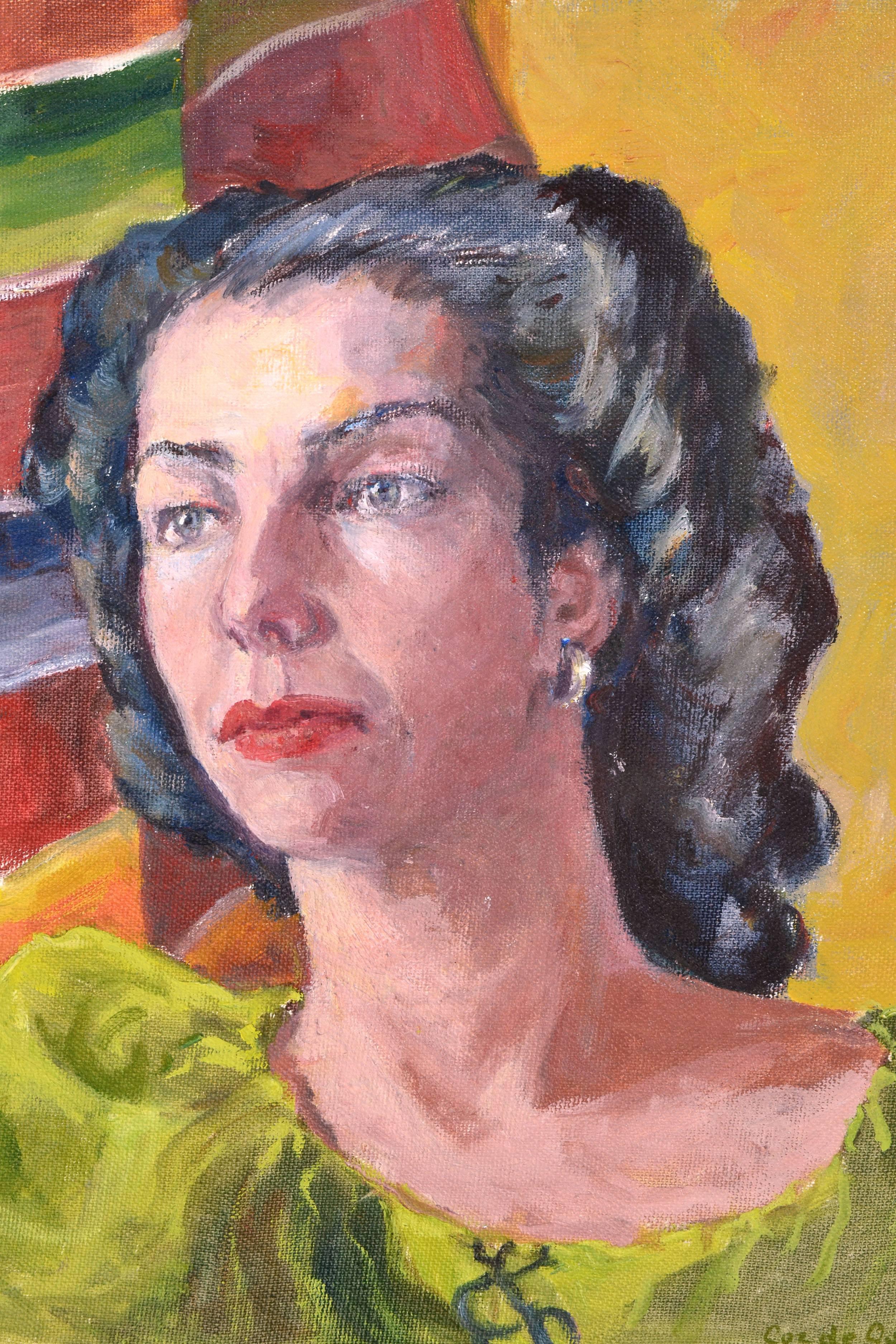 Portrait of Wilda Leiner - Painting by Cor de Gavere
