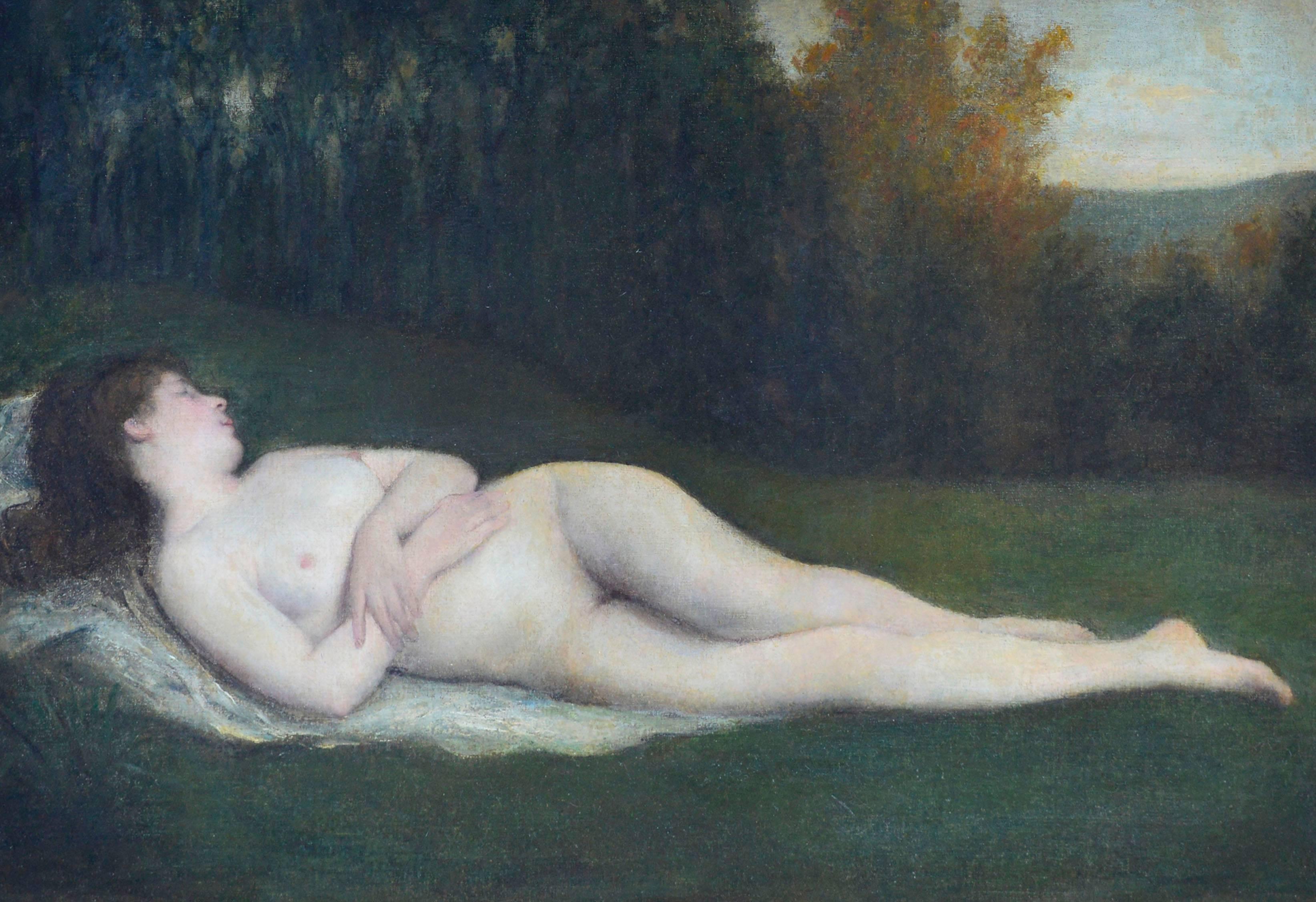 Late 19th Century Reclining Nude California School  - Painting by Unknown