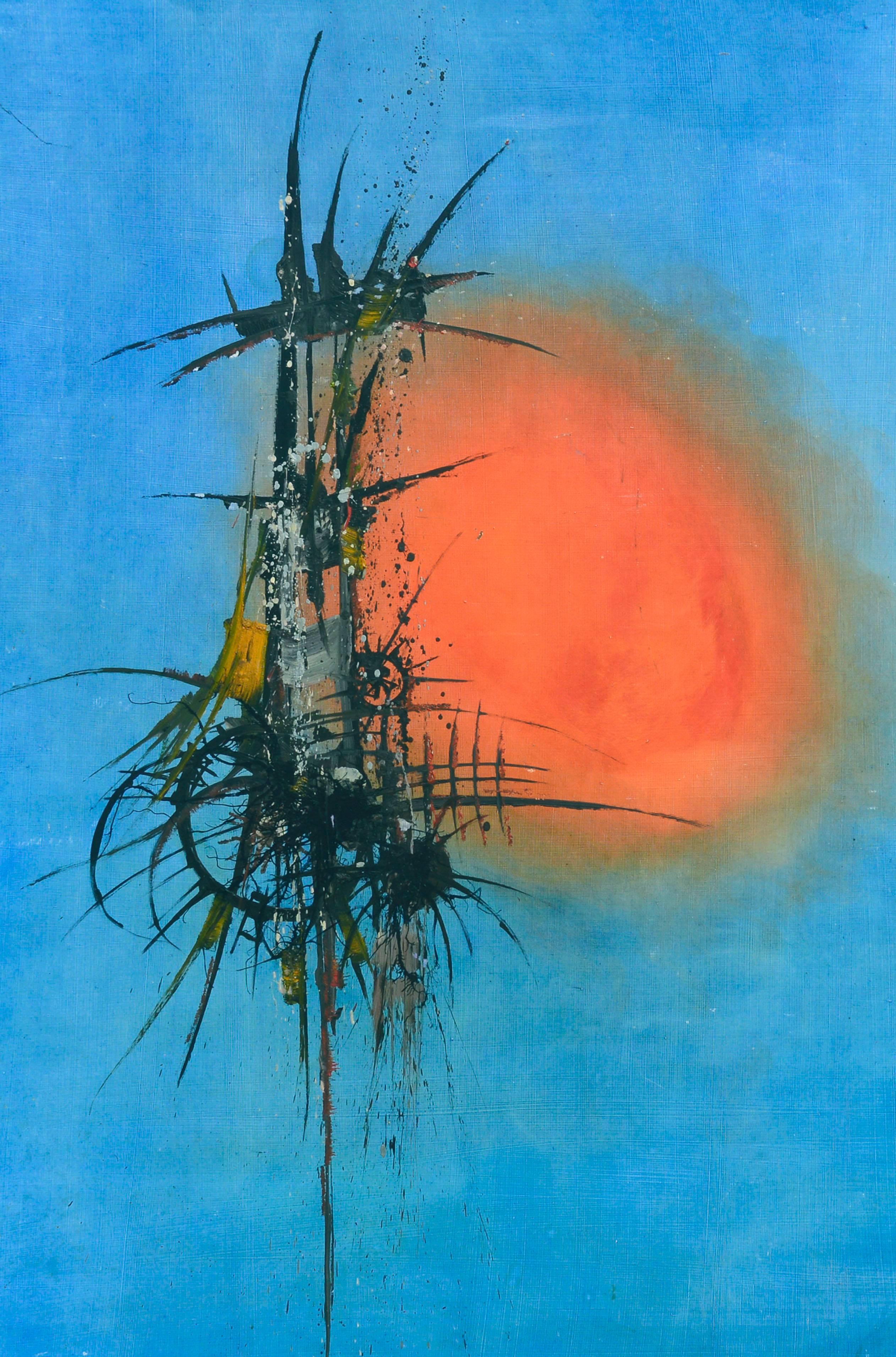 Mid Century Orange Sun Abstract - Painting by Duane Albert Armstrong