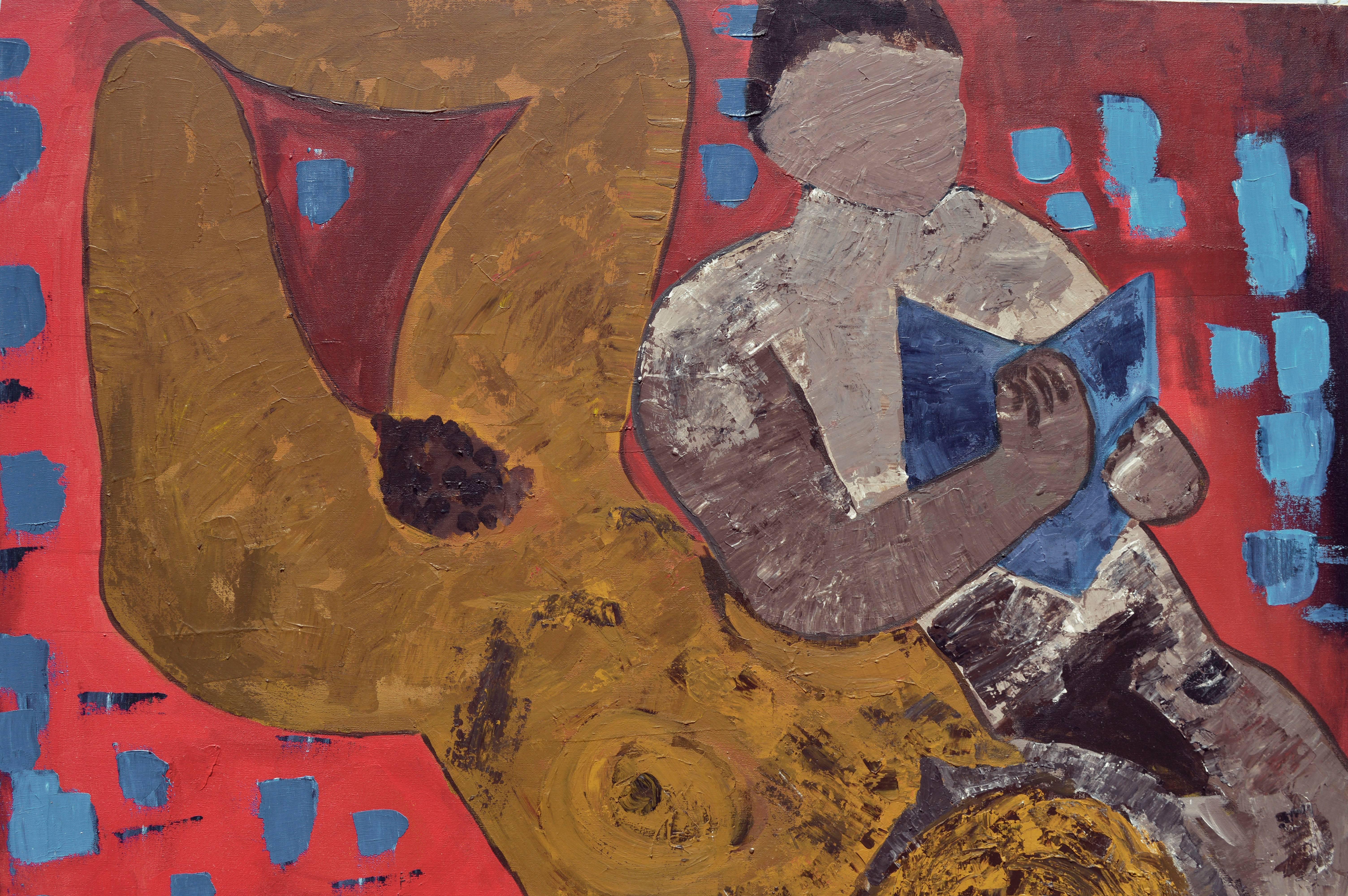 Espressionismo astratto di metà secolo -- Il nudo e il lettore - Painting di Jennifer Wallace