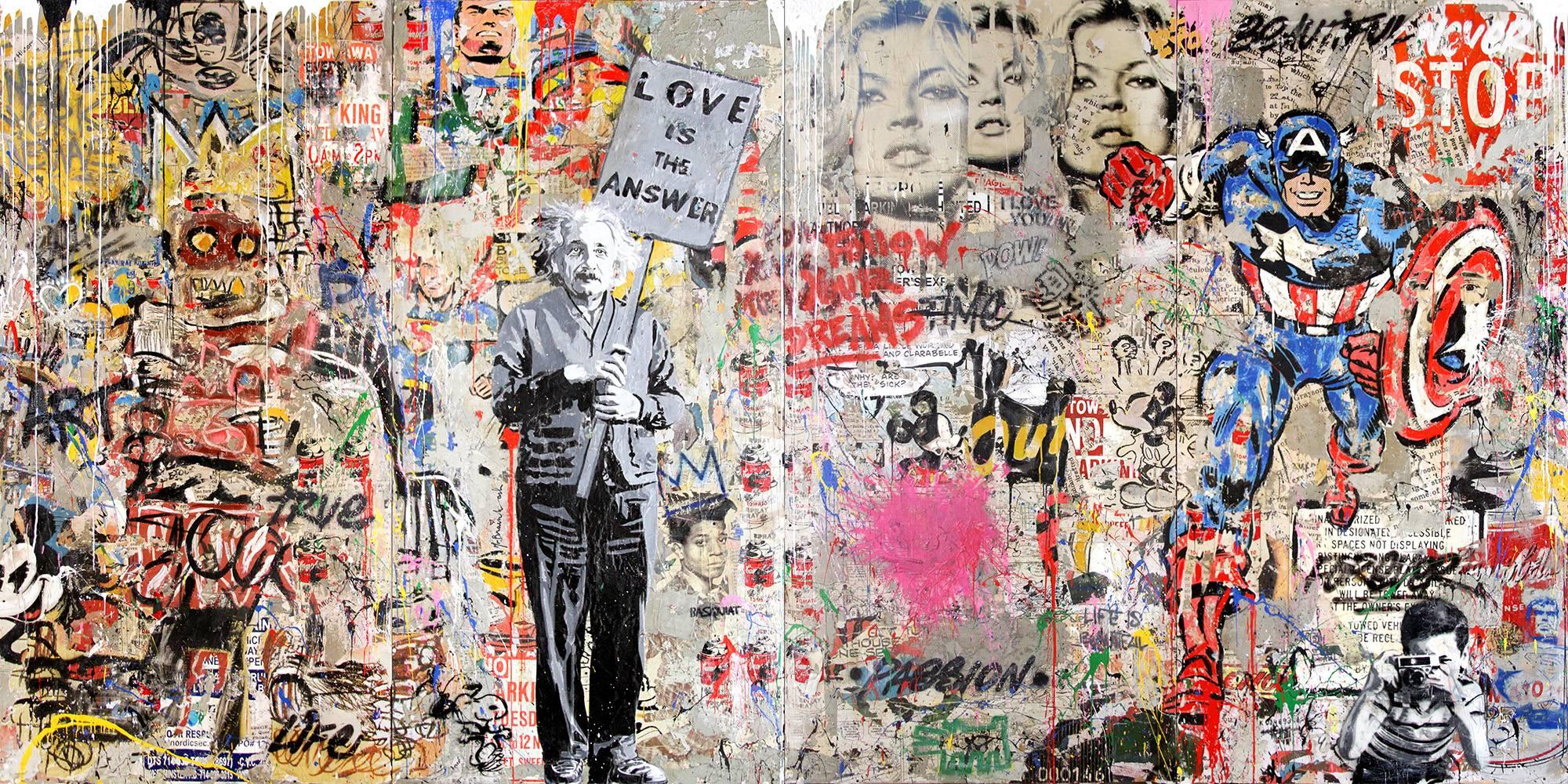 Einstein Mural - Mixed Media Art by Mr. Brainwash