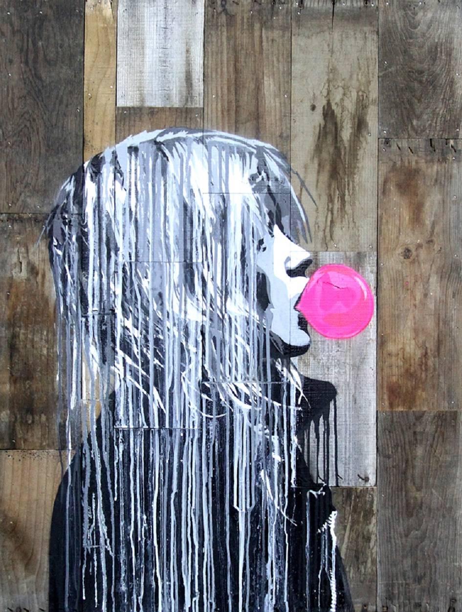 Bubble Gum Girl - Mixed Media Art by Hijack