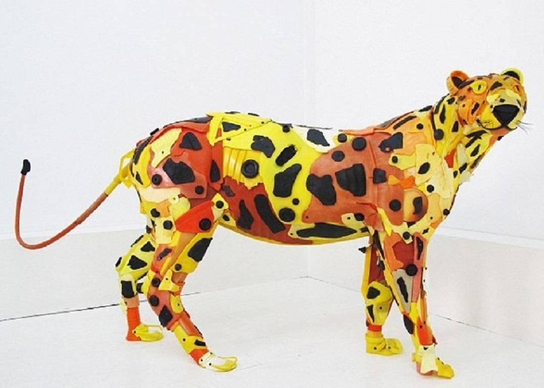 Gilles Cenazandotti Figurative Sculpture - Leopard