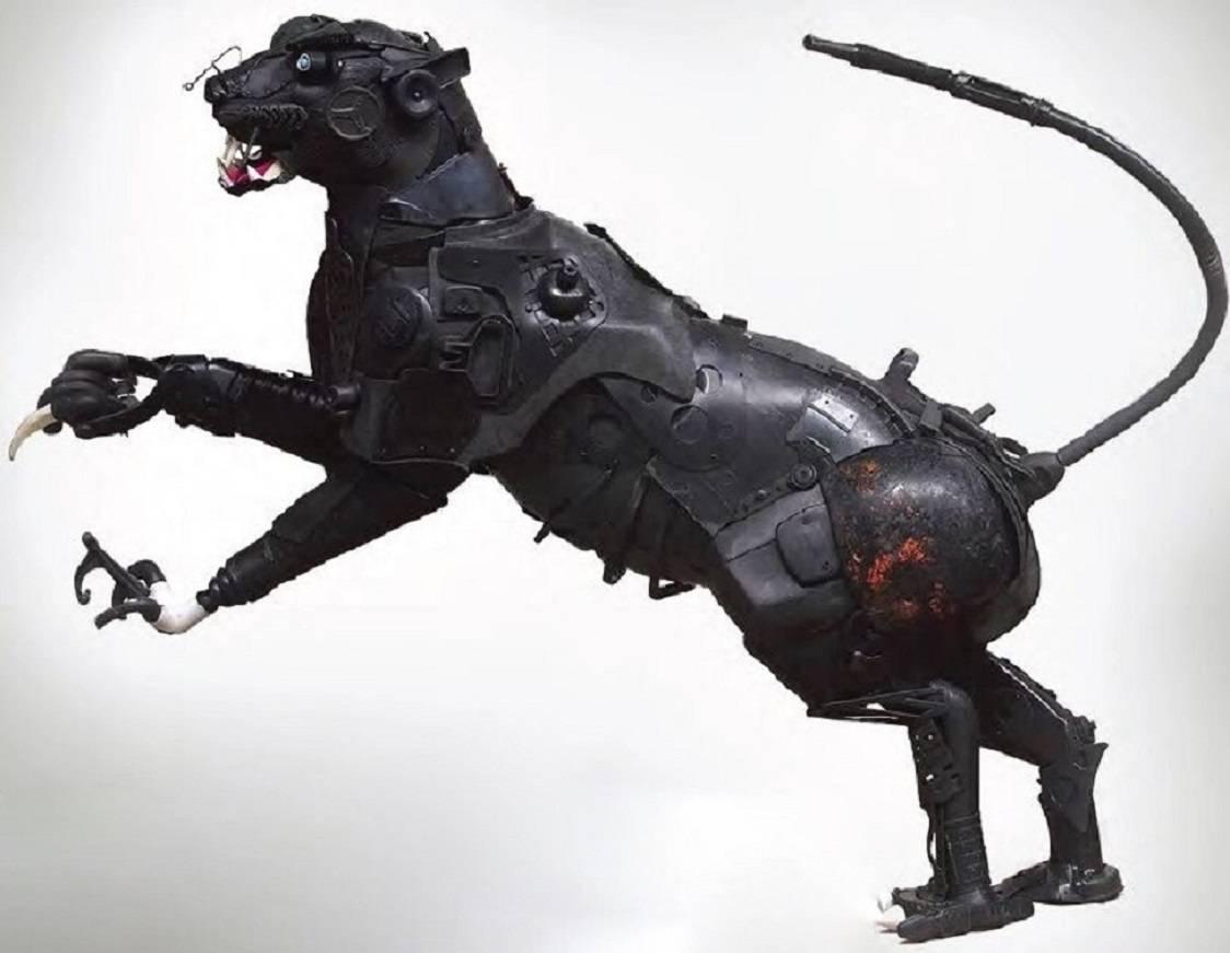 Gilles Cenazandotti Figurative Sculpture - Black Panther