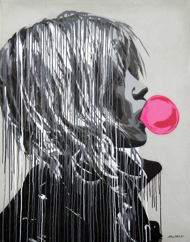 Bubble Gum Girl - Mixed Media Art by Hijack