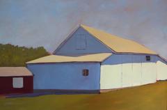 'Cornflower Rouge', Contemporary Barn Landscape Painting