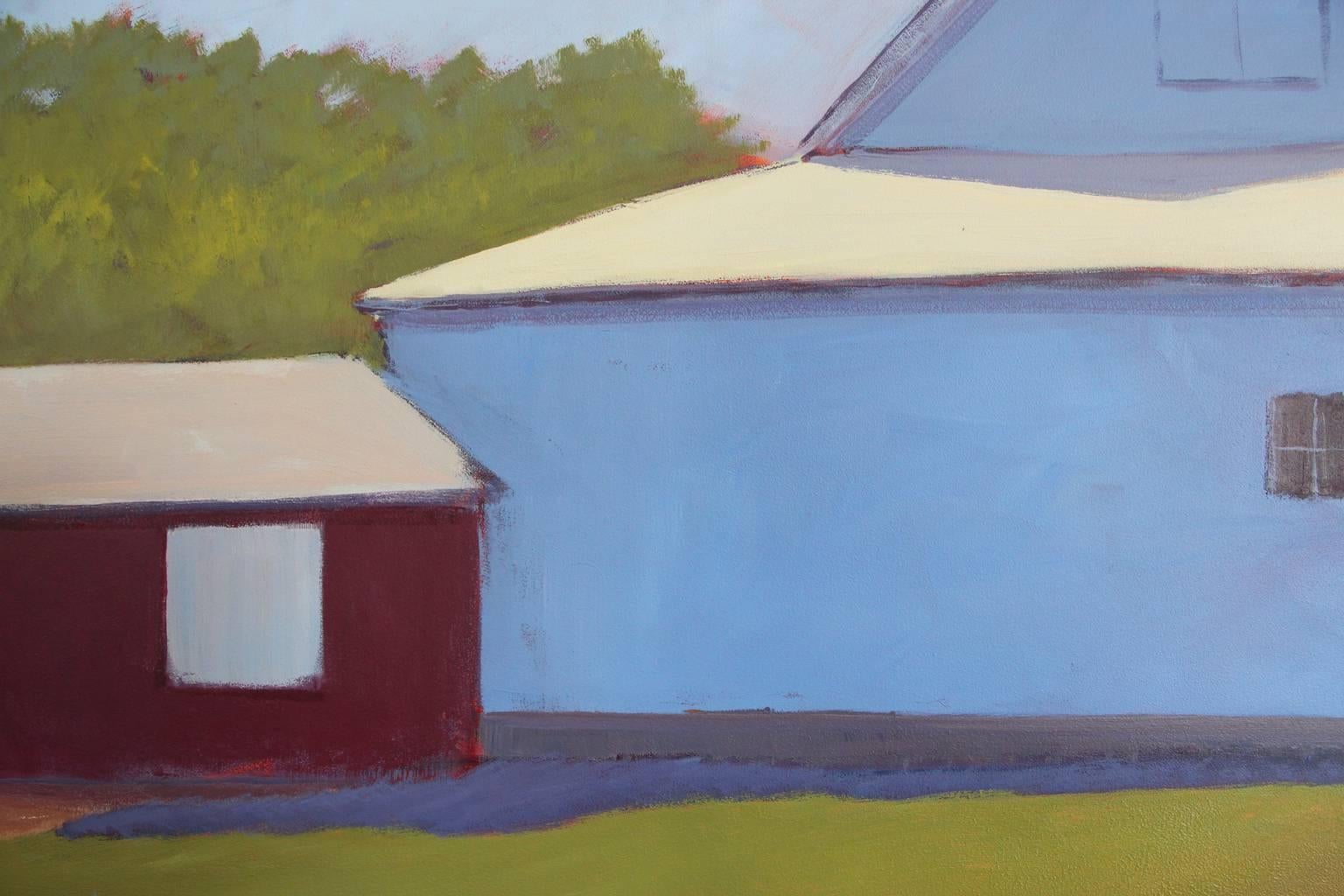 'Cornflower Rouge', Contemporary Barn Landscape Painting 2