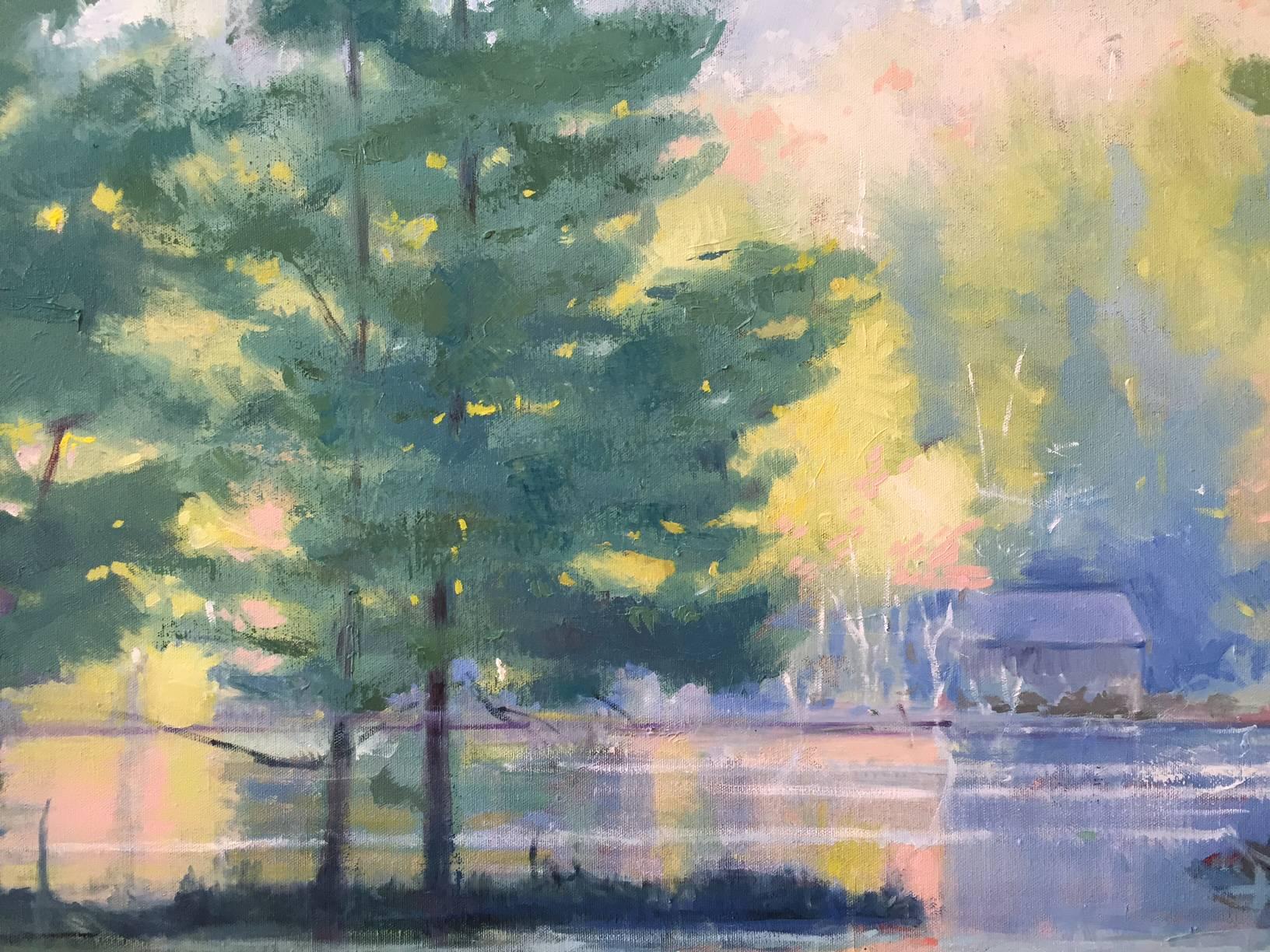 Lowell Lake, Vermont - Impressionist Painting by Miranda Girard