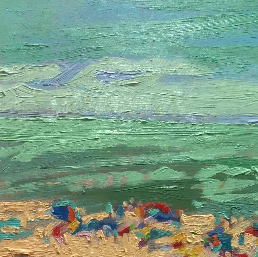 Oval Beach #2 - Abstract Painting by Jane Schmidt