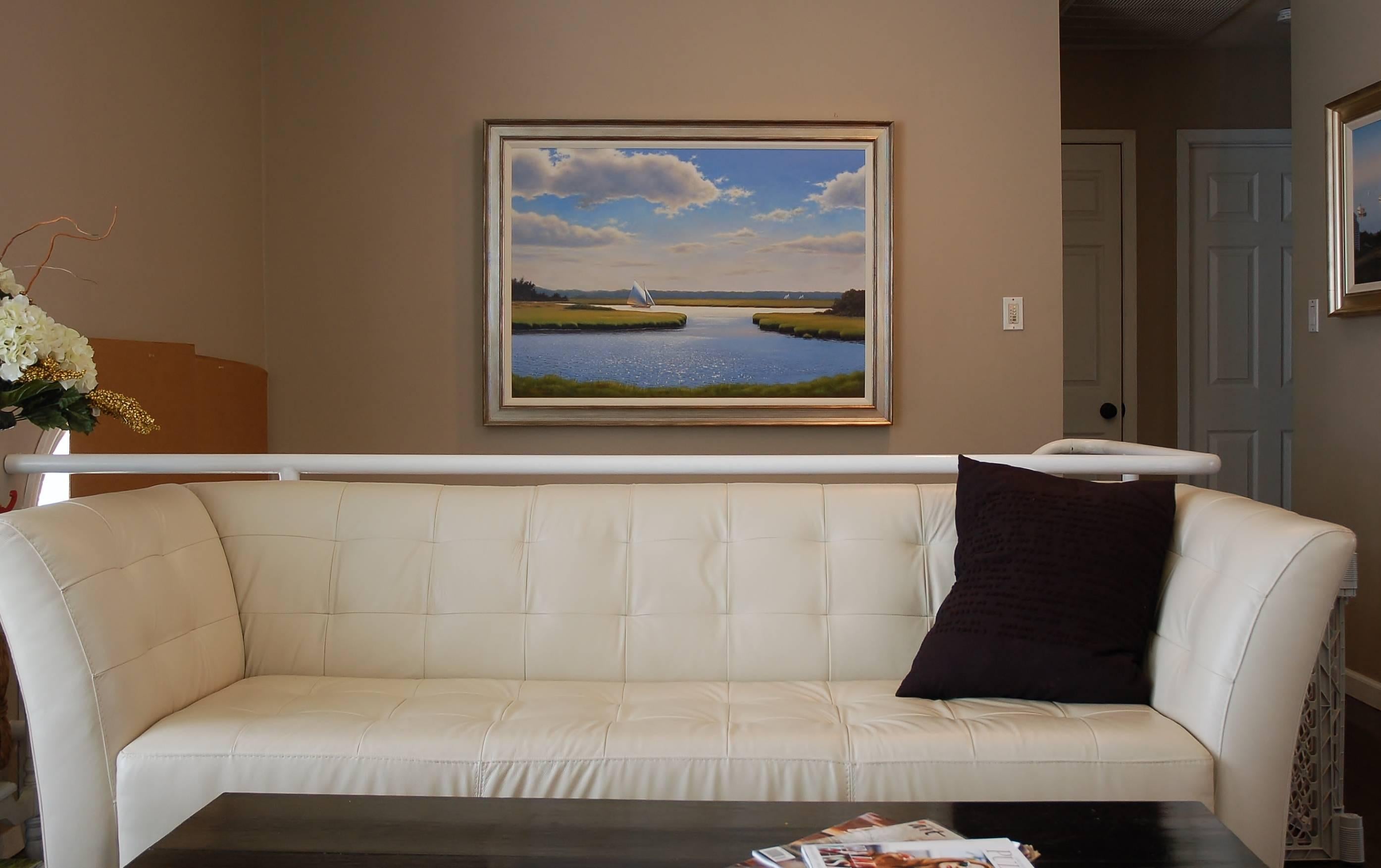 Quogue Salt Marsh - Gray Landscape Painting by Daniel Pollera