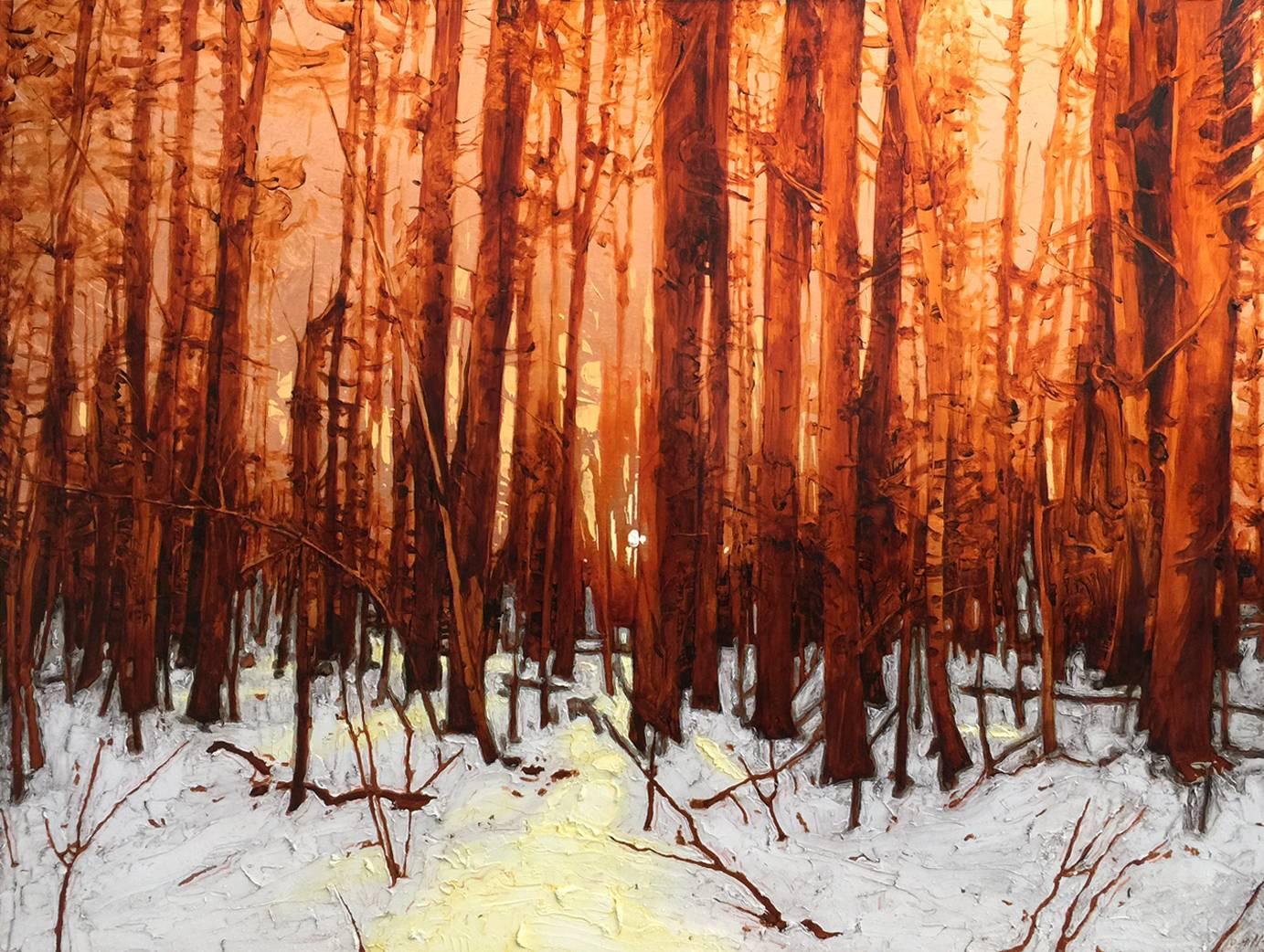 David Hill Landscape Painting – Goldenes Licht