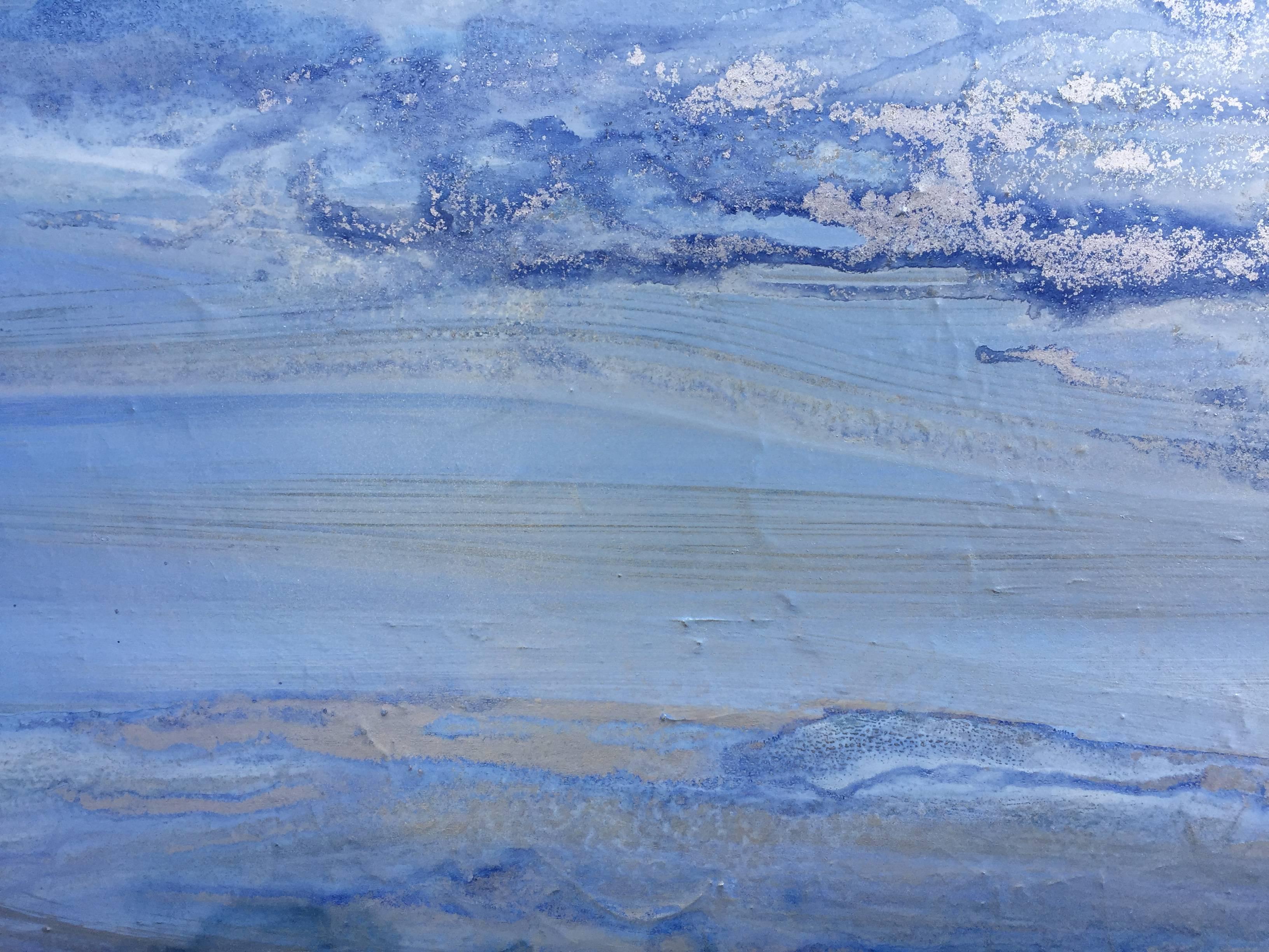 Silver Sky - Blue Abstract Painting by Teodora Guererra