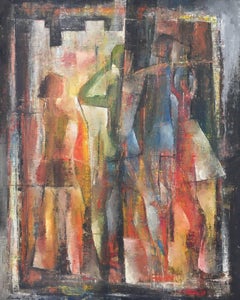 "Three Images, " 1950s Modern Abstract Painting
