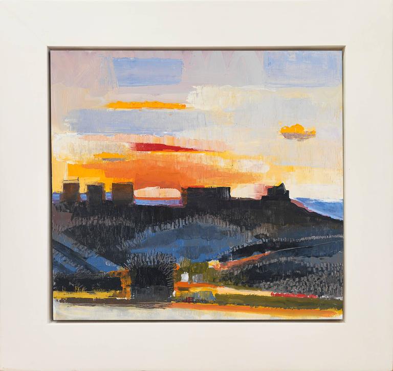 John Evans Houses on Ridge at Sunset, Painting For Sale at 1stdibs