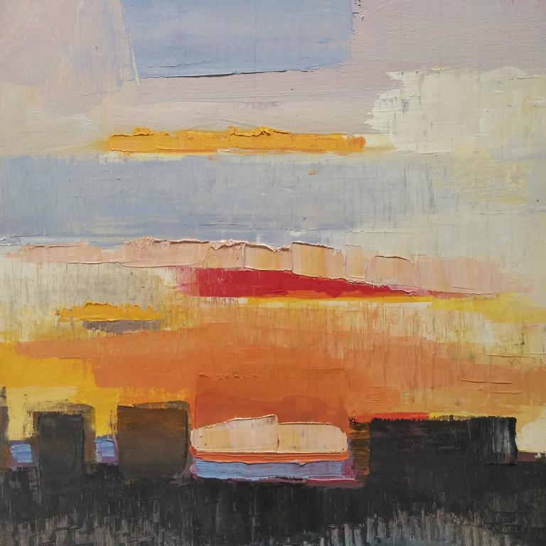 John Evans Houses on Ridge at Sunset, Painting For Sale at 1stdibs