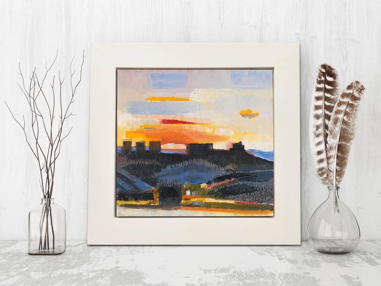 John Evans Houses on Ridge at Sunset, Painting For Sale at 1stdibs